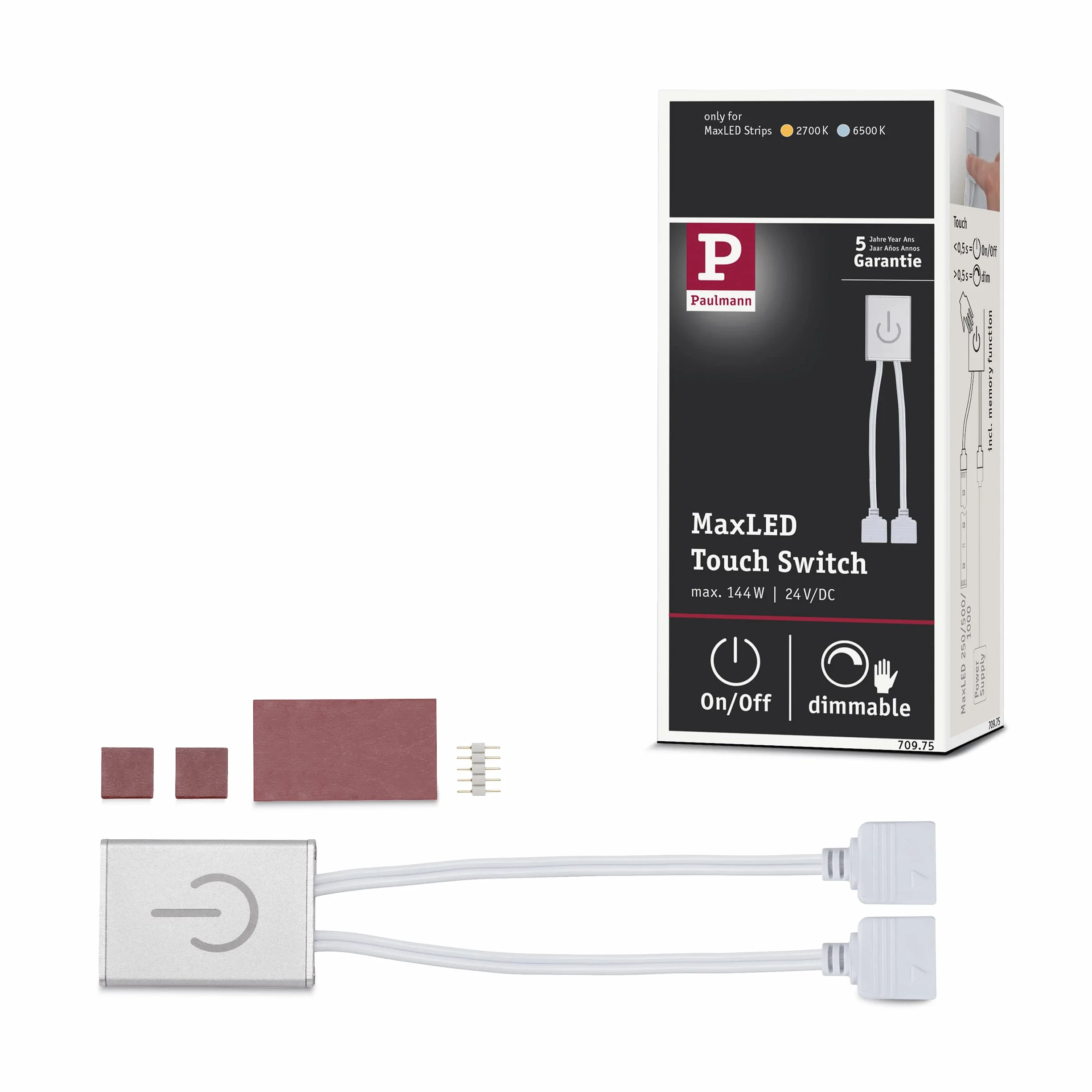 Paulmann Strips MaxLED Touch Switch 144W Bande Lumineuse LED Argent Métal