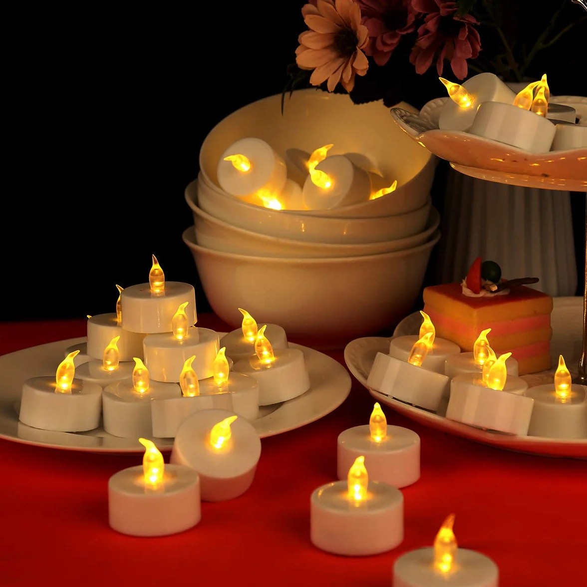 Bougies LED CR2032 sans flamme vacillante pour décoration Noël Mariage