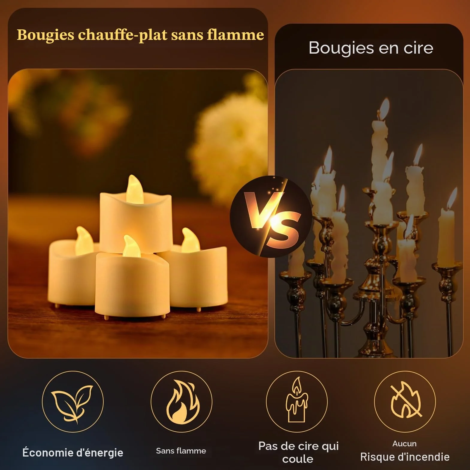 RaceGT Lot de 20 bougies LED chauffe-plat avec minuterie et télécommande, blanc chaud