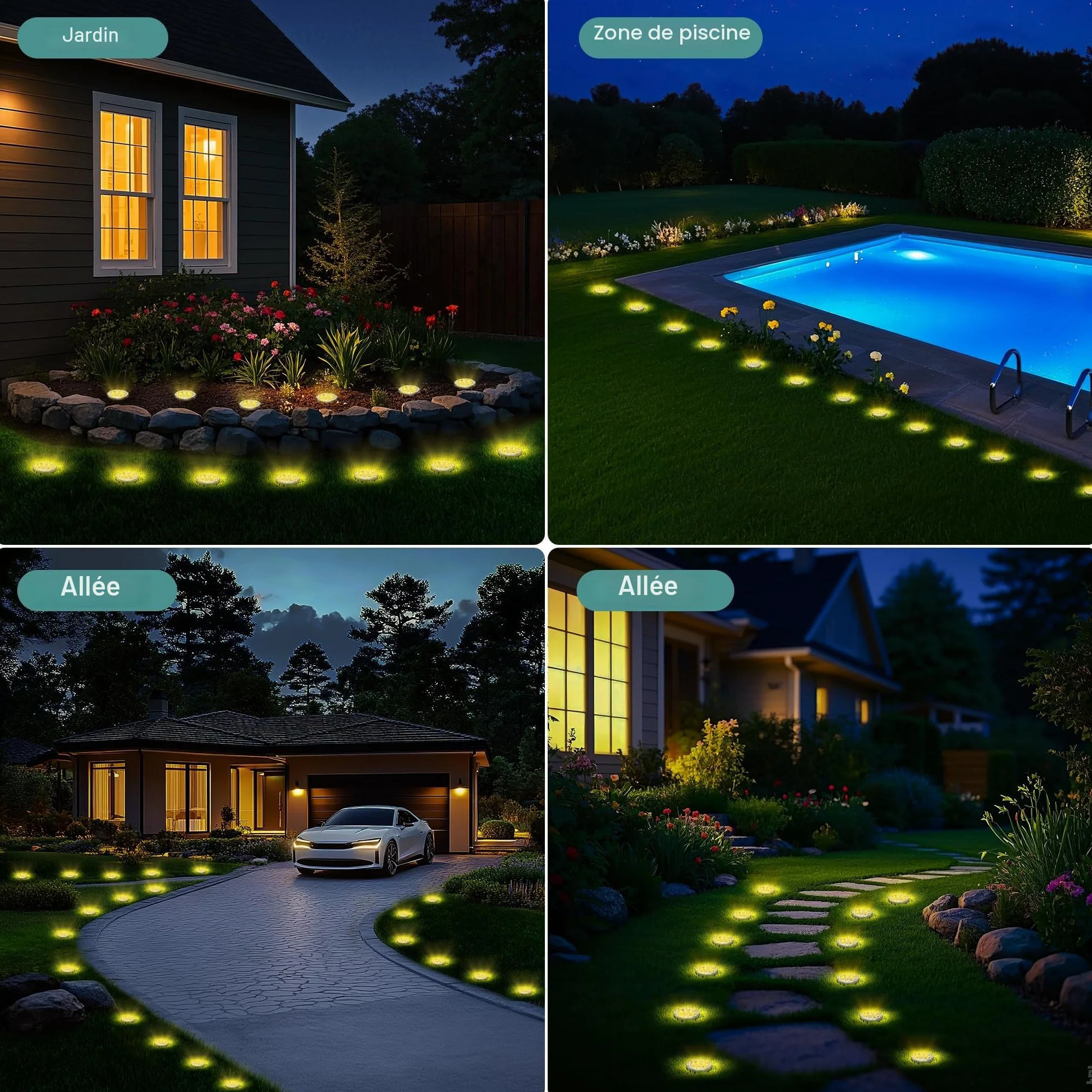 FIFlying Lampe Solaire Exterieur 10 Pièce LED Blanc Chaud, Acier Inoxydable, pour Jardin, Allée, Trottoir