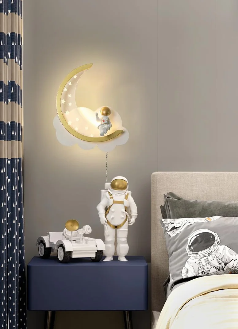 Applique Murale LED Dimmable avec Interrupteur Lampe de Chevet Chambre Nuage Astronaute Veilleuse Enfant