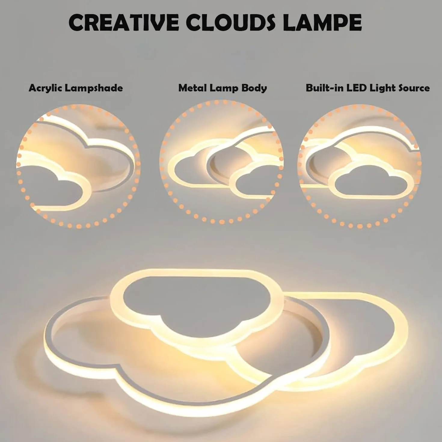 Plafonnier LED Dimmable 32W 42cm avec Télécommande pour Chambre Enfant Salon Blanc