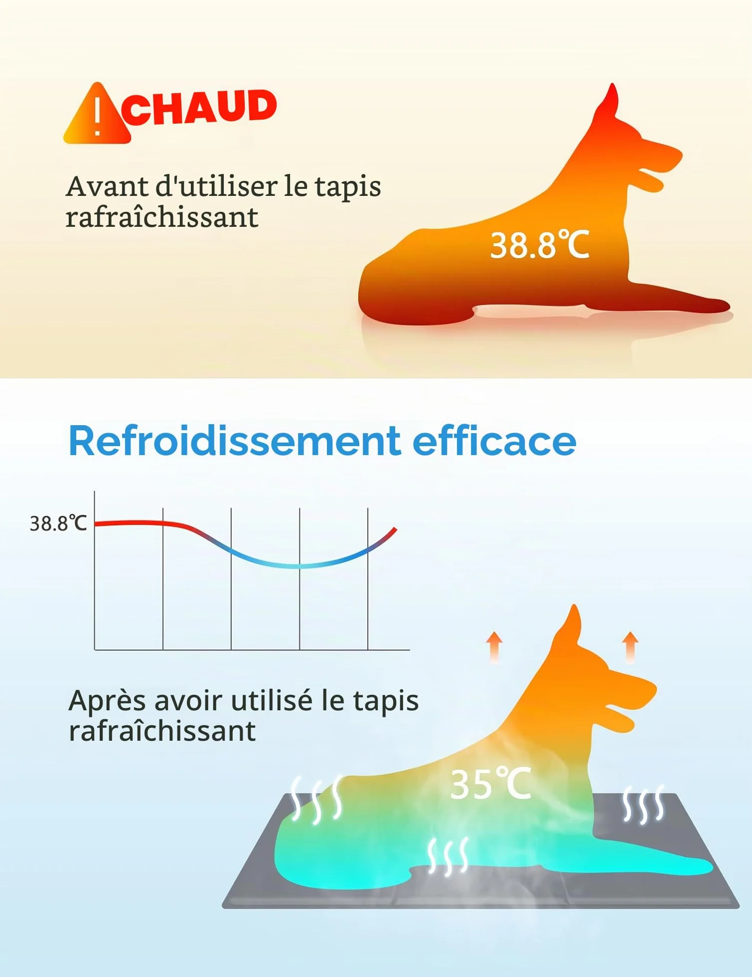 Pecute Tapis Rafraichissant Chien Chat 65x50cm M Résistant Aux Rayures Gris