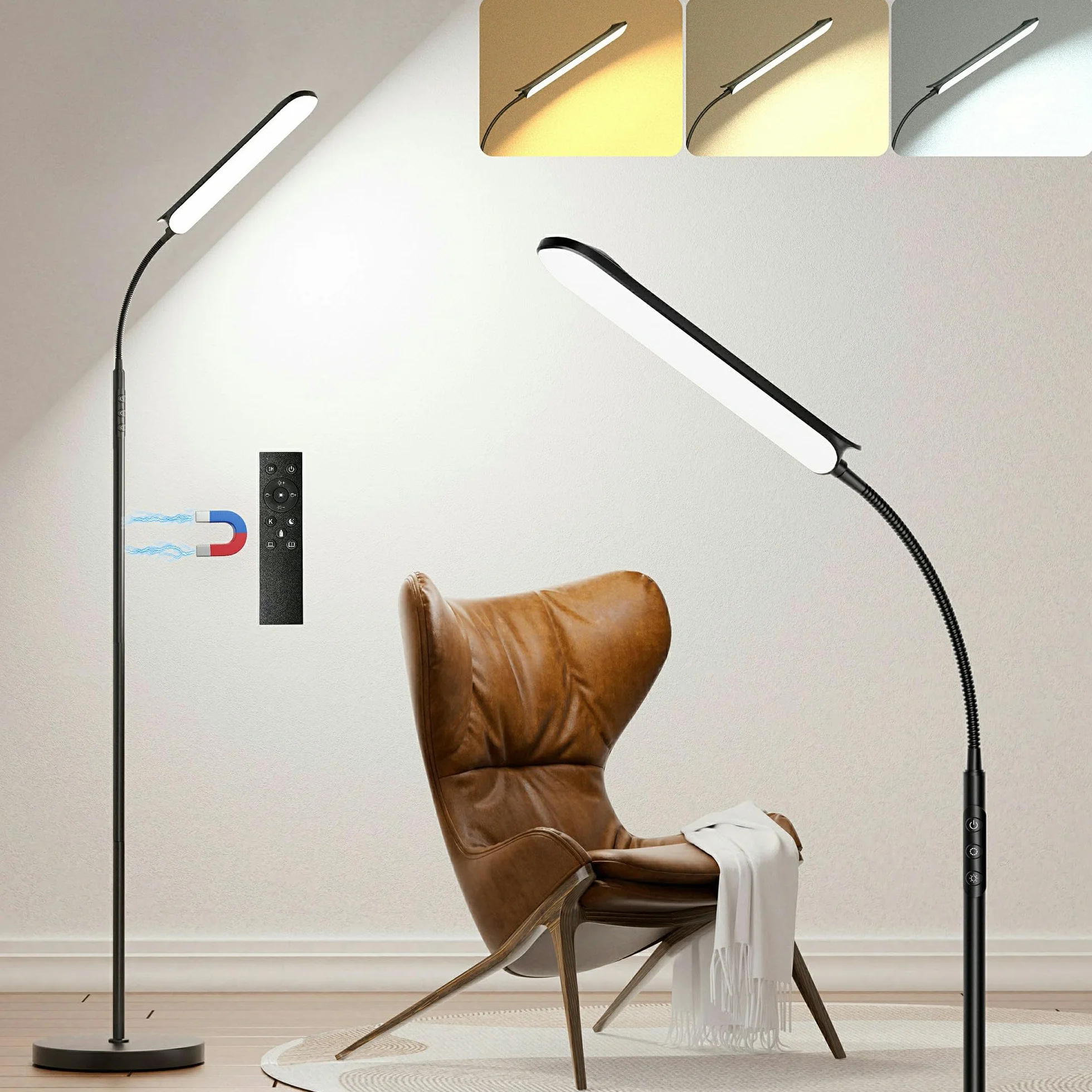Lampadaire sur Pied LED Dimmable 18W 1800 Lumens 2700K-6500K avec Télécommande et Contrôle Tactile