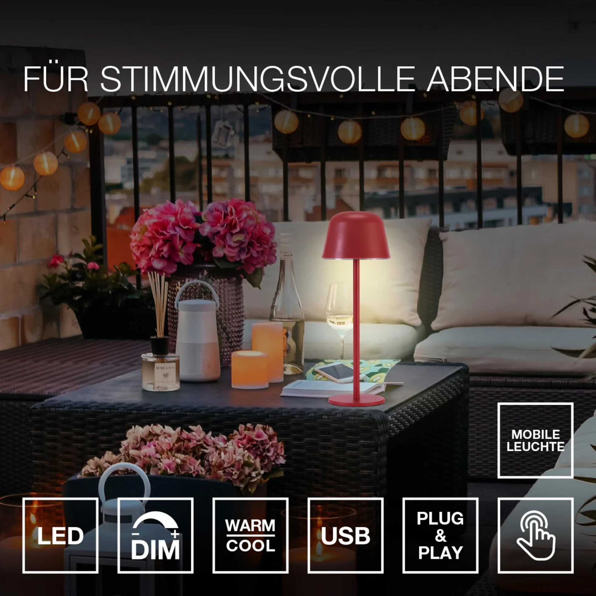 Osram ENDURA STYLE TABLE 2,5W 200lm IP54 lampe de table extérieur batterie rechargeable gradation continue