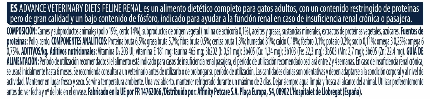 Advance Veterinary Diets Renal Nourriture Humide pour Chats Multipack 12x85g
