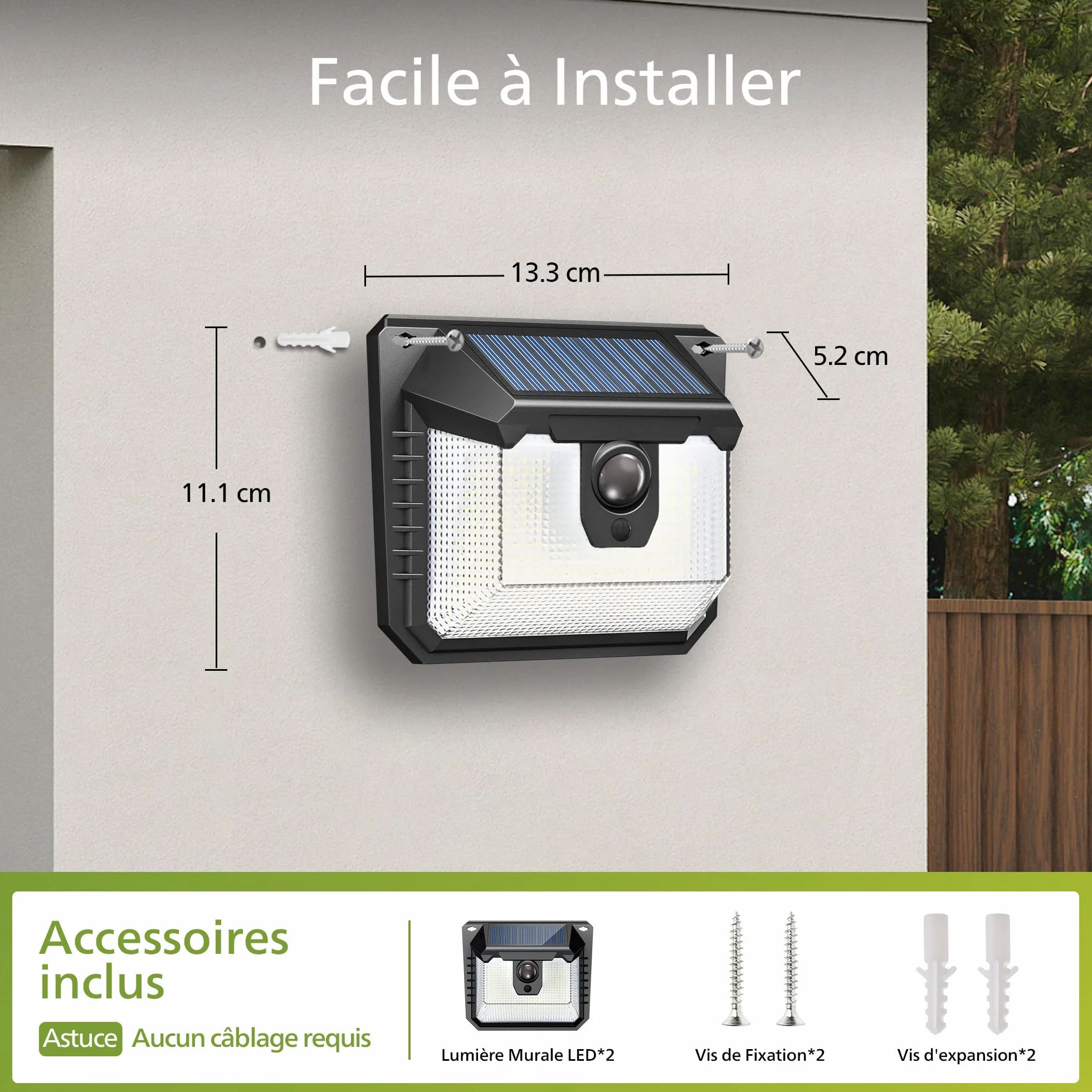 Philips Lampe Solaire Extérieur Détecteur 120 LEDs Sécurité 3 Modes Étanche Jardin Clôture Garage Lot de 2