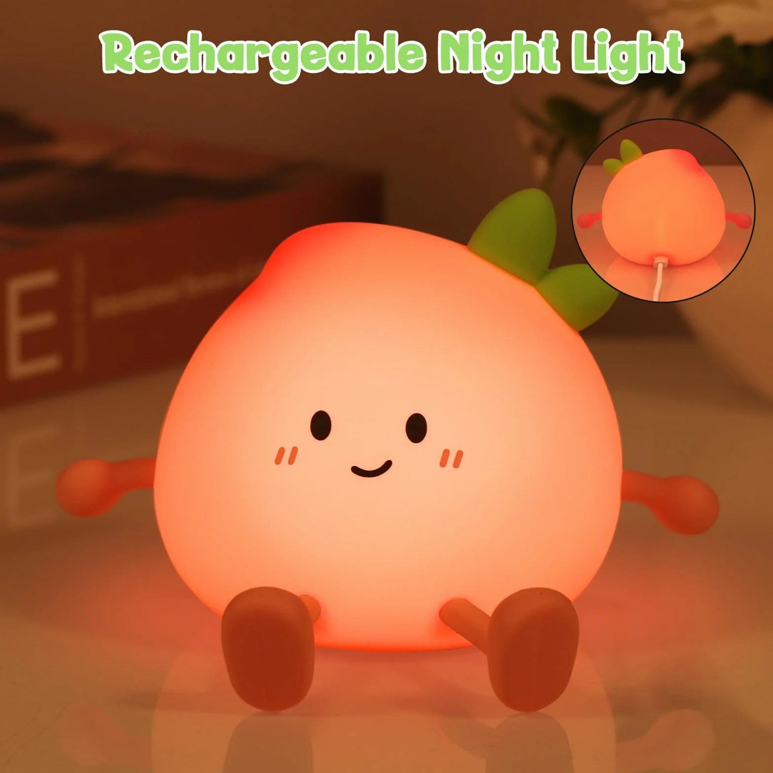 Veilleuse pour enfants Lampe de nuit silicone rechargeable Pêche
