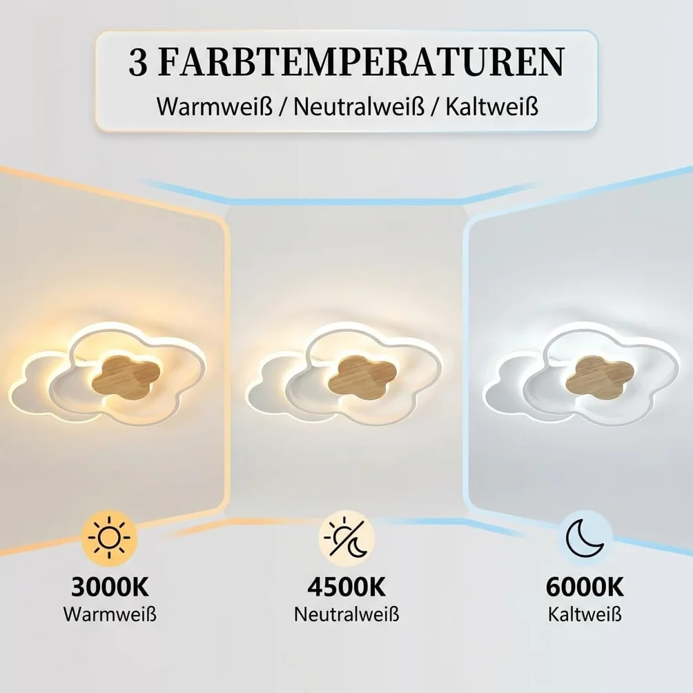 Plafonnier LED 55CM Dimmable Télécommande Trèfle à quatre feuilles Créative Chambre Enfant