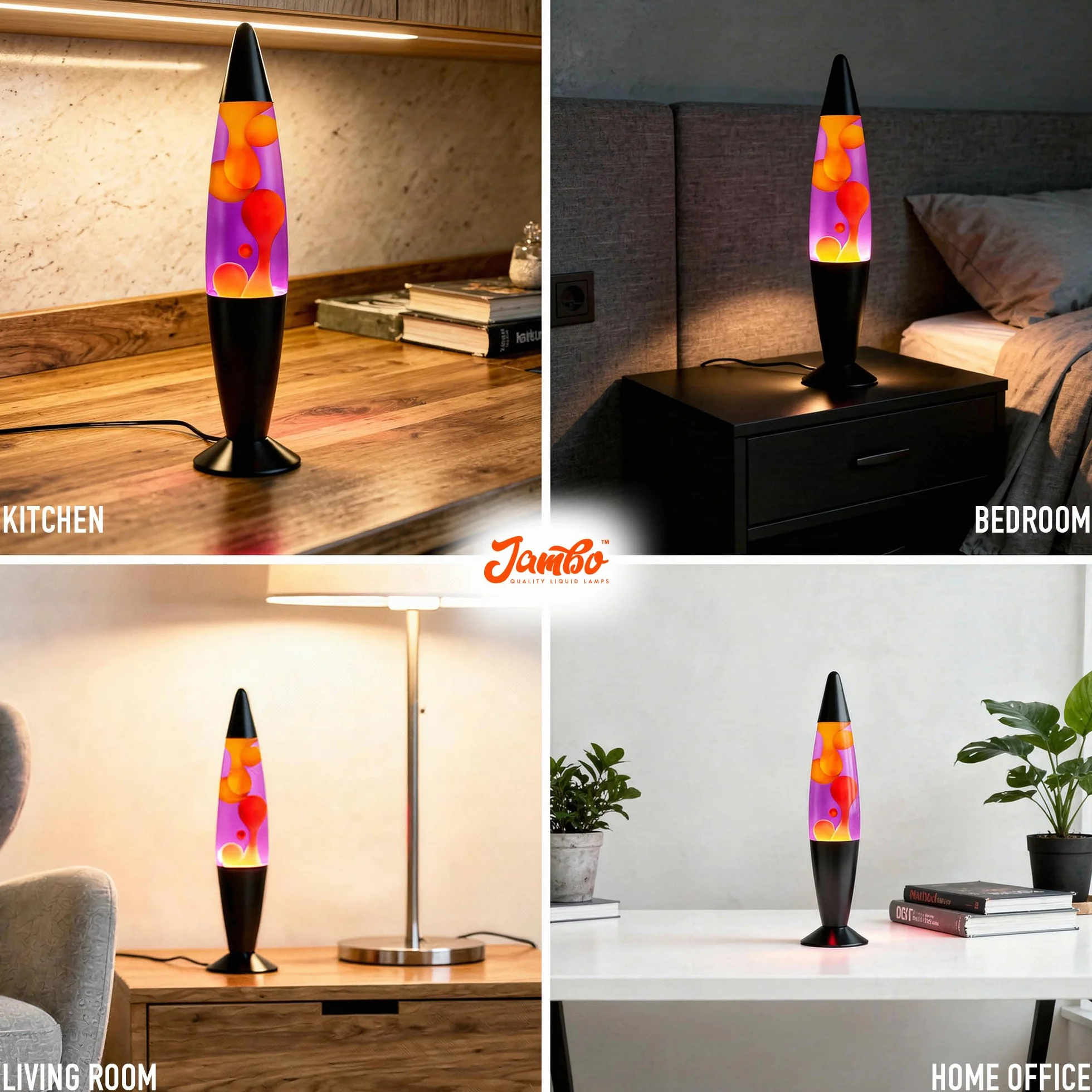 Lampe à Liquide Relaxante 16" Violet/Cire Jaune/Orange pour Salon Bureau Chambre