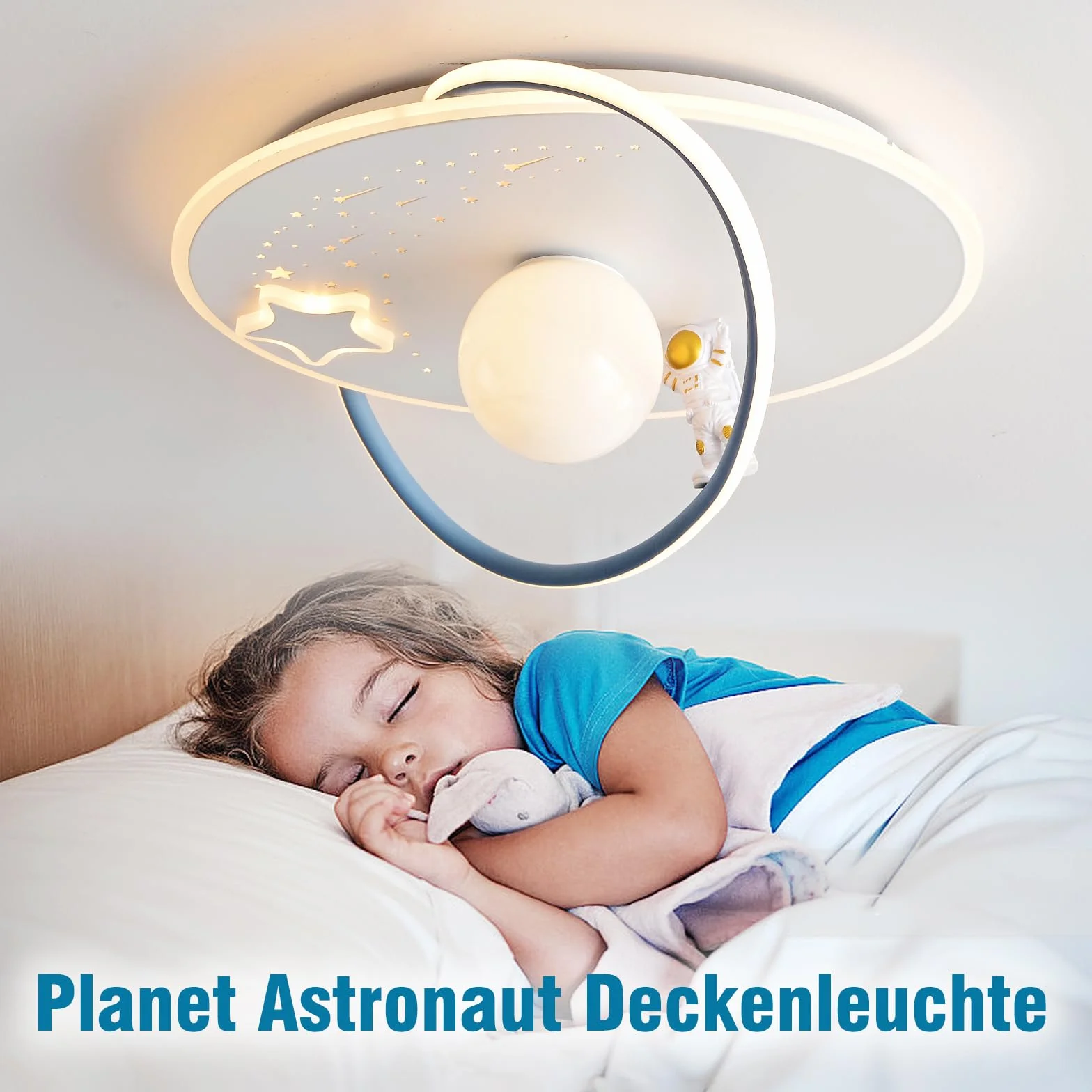 Plafonnier LED Enfants Lune Astronaute Dimmable Acrylique avec Télécommande