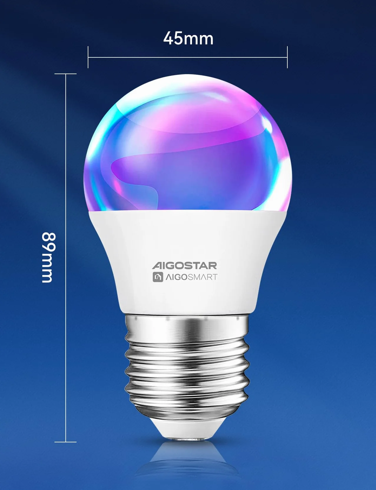 Aigostar Ampoule Connectée Wifi G45 E27 6.5W RGBCW Compatible Alexa Google Home 6 Unités