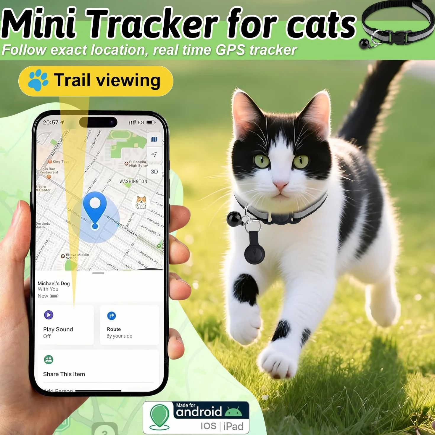 Collier GPS Chat Traceur 2026 Nouveau Localisation Temps Réel Imperméable Durable iOS Android
