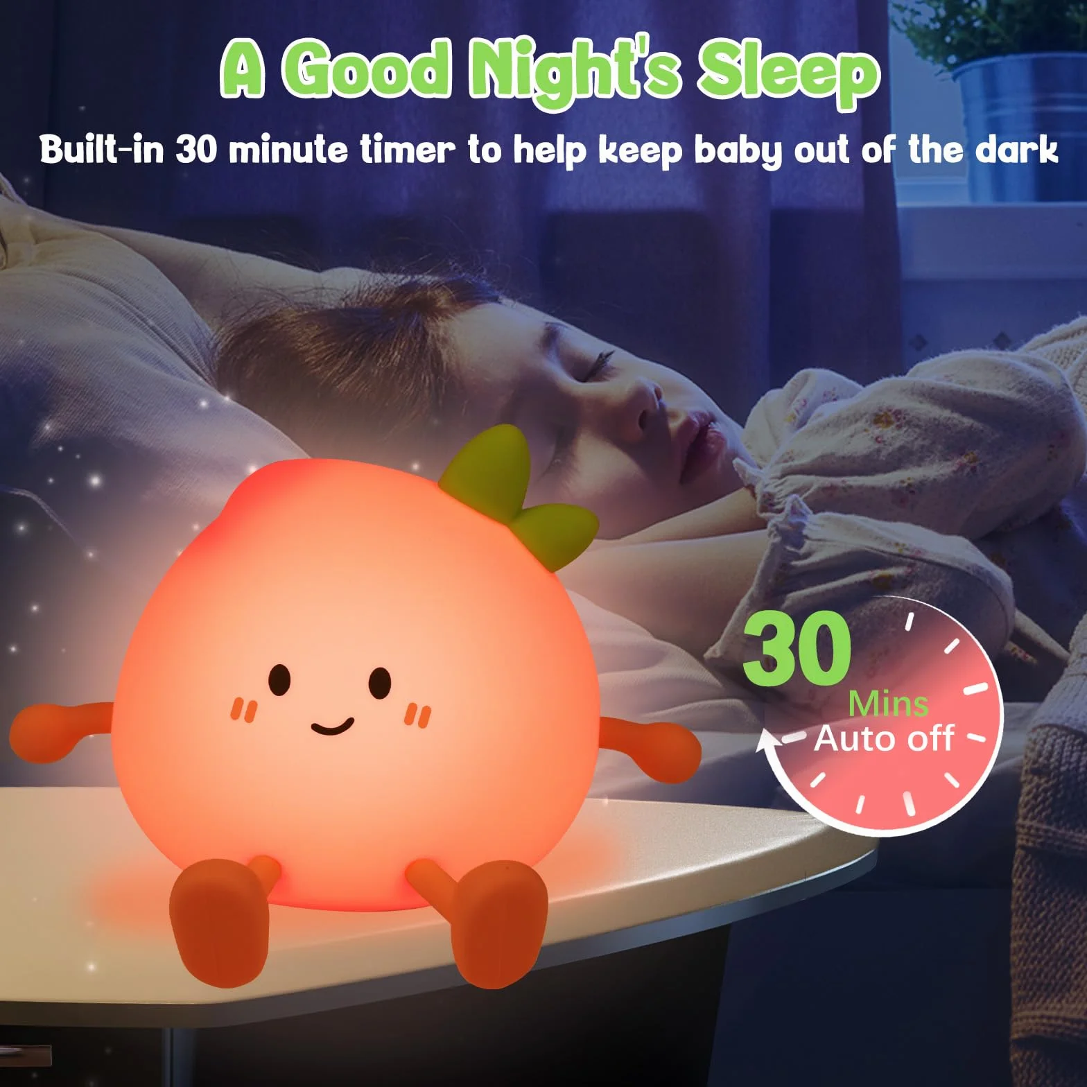Veilleuse pour enfants Lampe de nuit silicone rechargeable Pêche