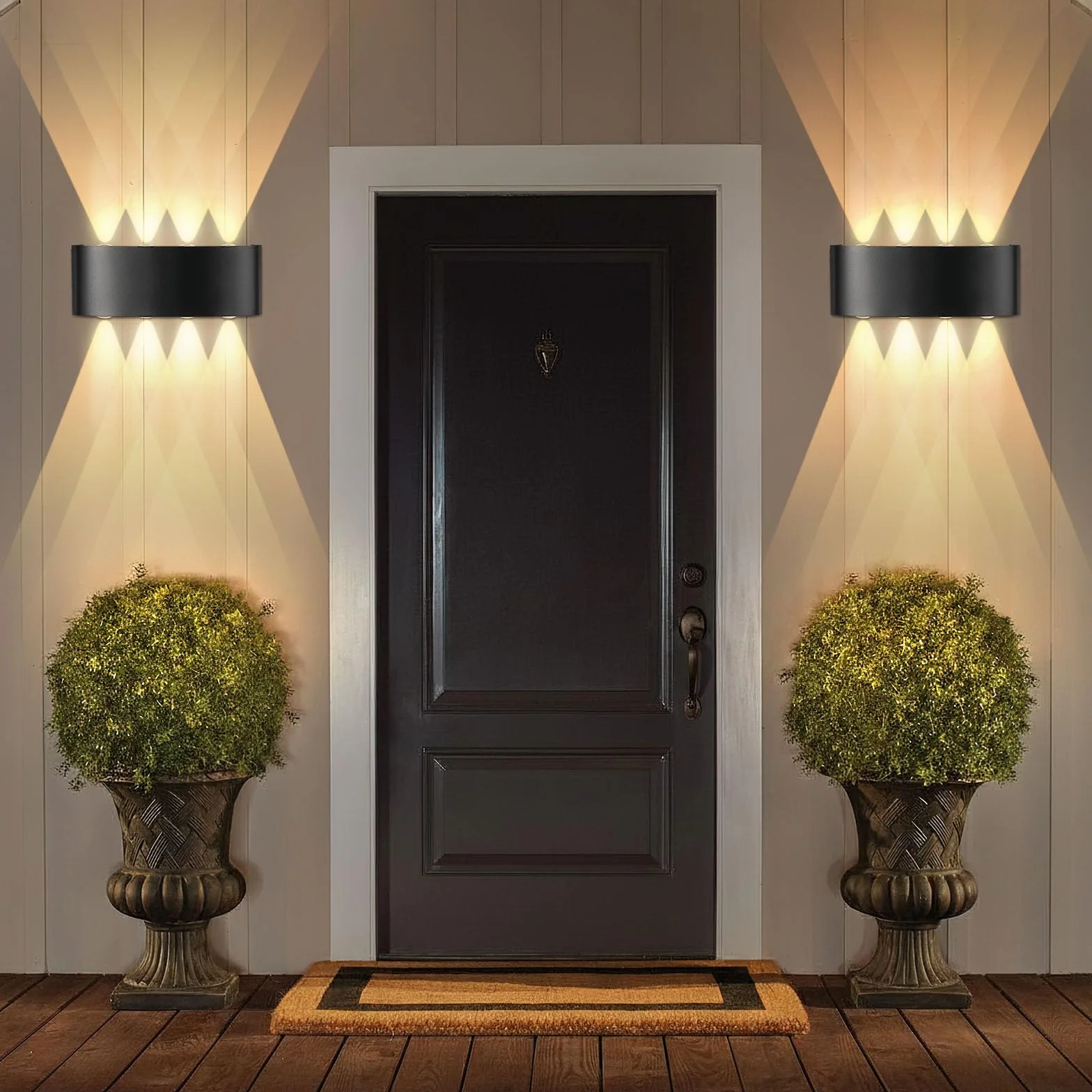 CHEVVY Lot de 2 Applique Murale LED Noir 8W IP65 3000K Aluminium Moderne