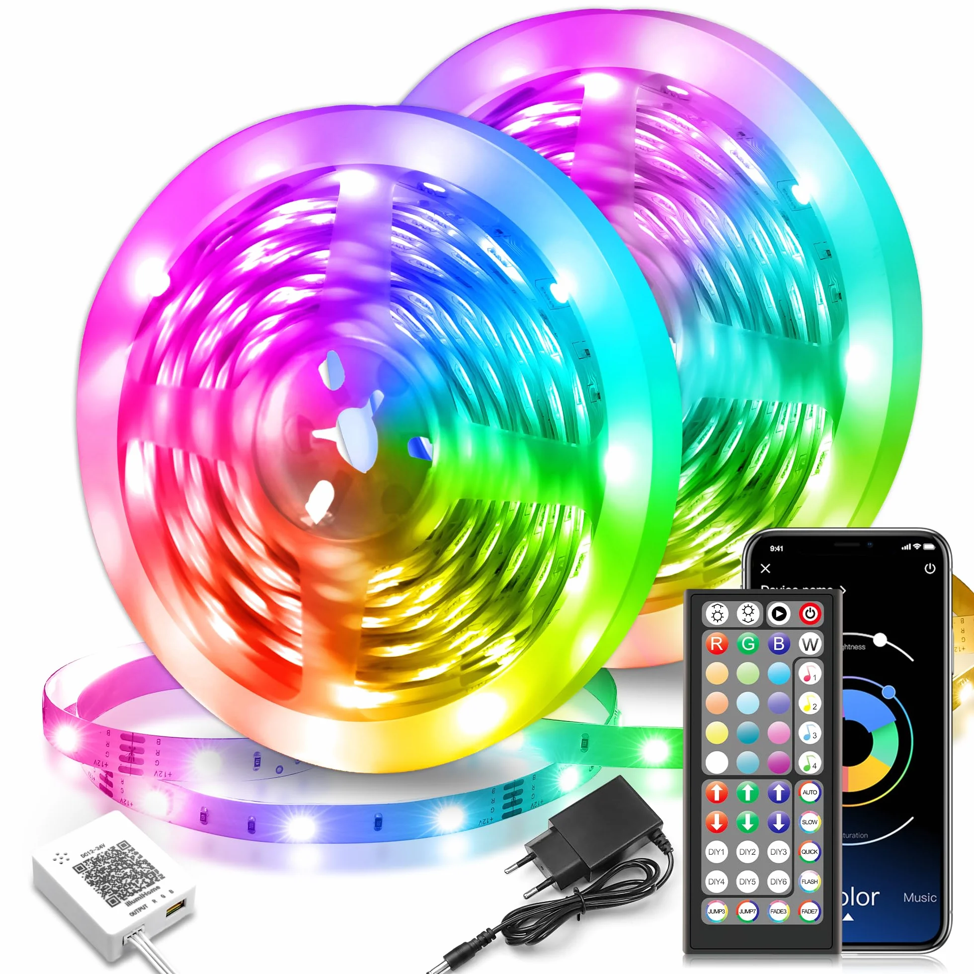 Nexillumi Ruban LED 30M RGB Bande LED Chambre, APP et Télécommande, Synchronisation de la Musique