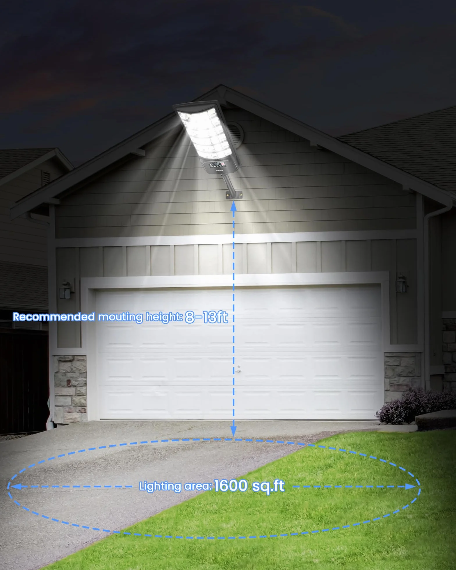 Gefolly Lampadaire Solaire Exterieur 6500K IP67 Étanche avec Télécommande 2Pack