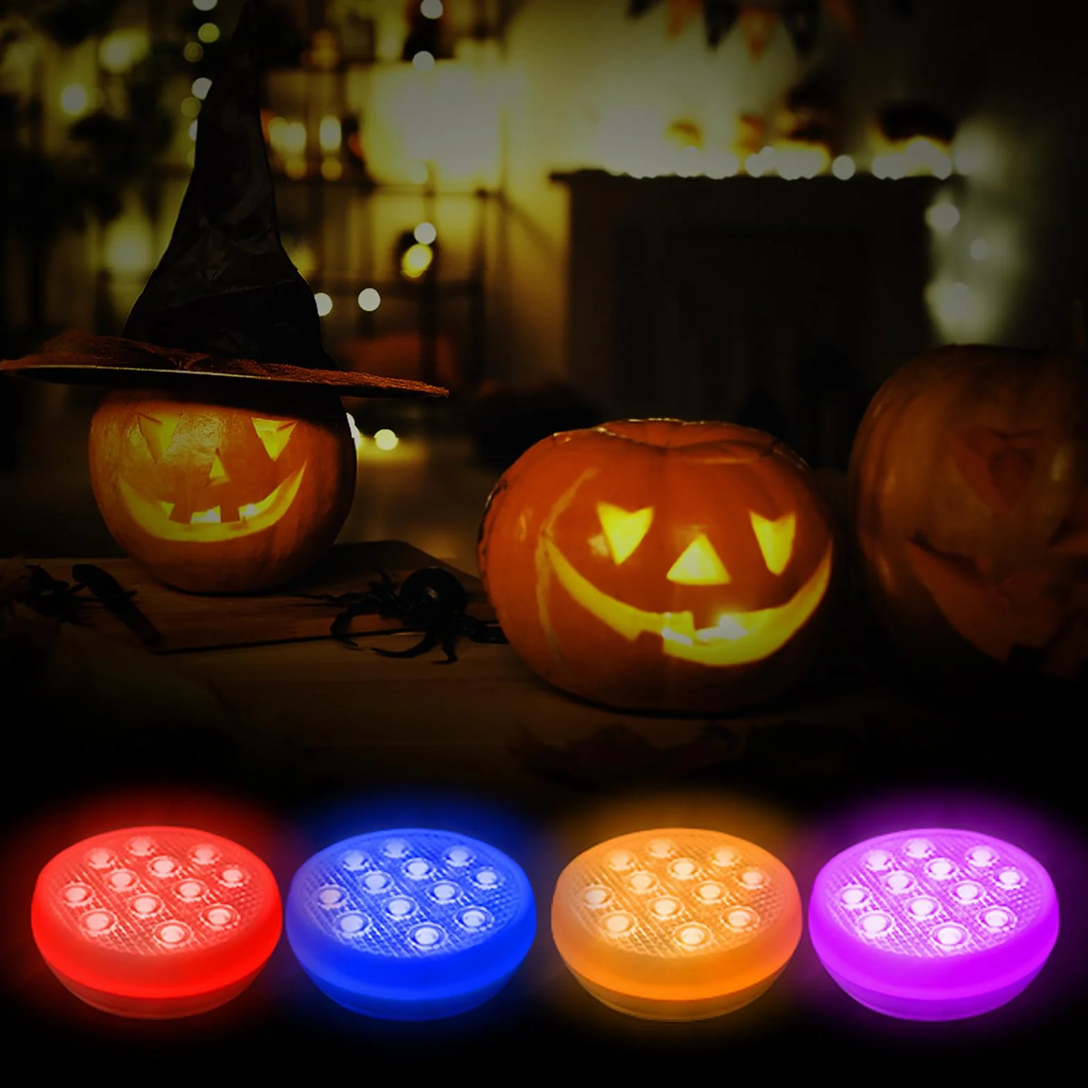 TEPENAR Lot de 4 lampes de piscine submersibles rechargeables USB-C avec télécommande 16 couleurs étanches aimant