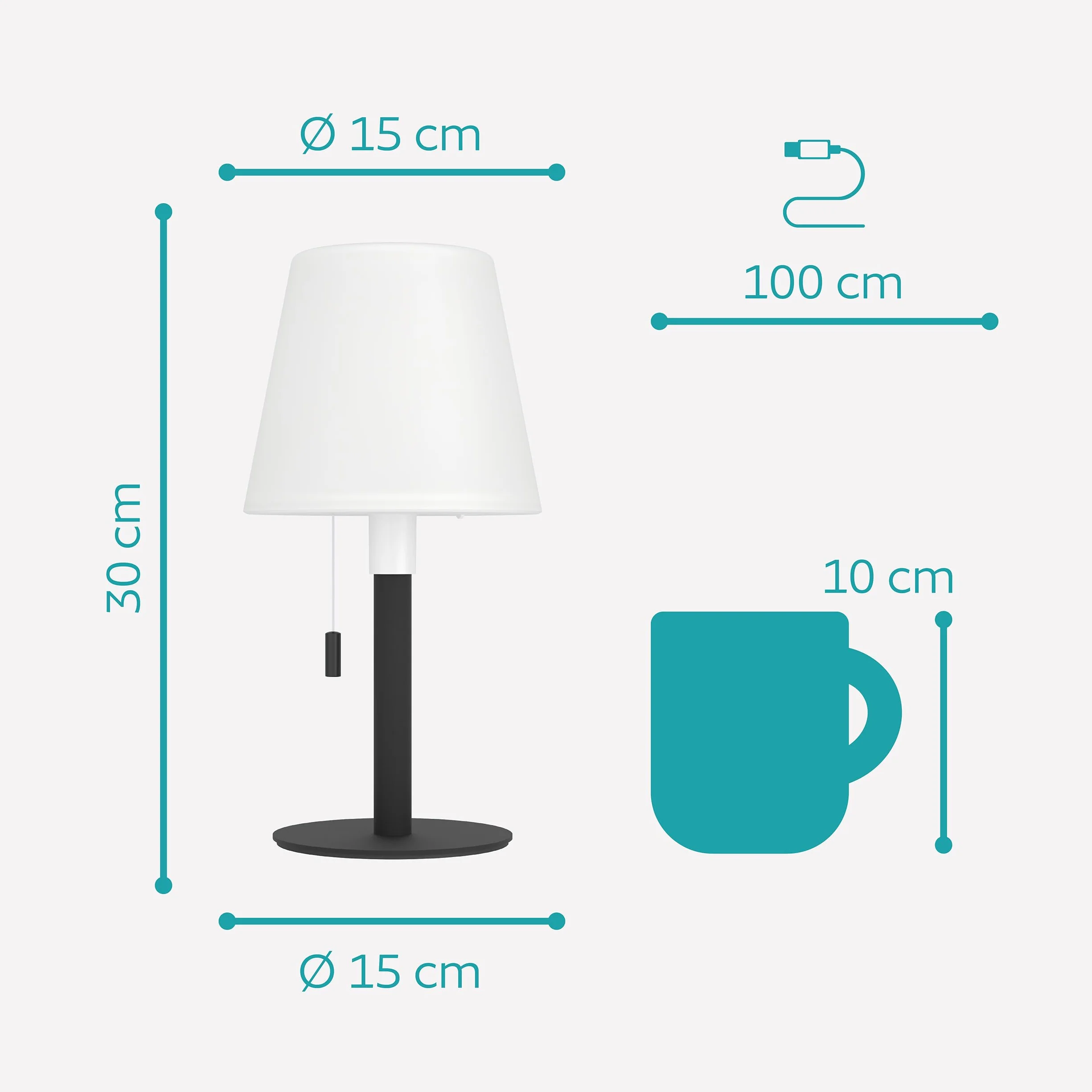 Eglo Montapalma-L Lampe de Table Extérieure Solaire LED Rechargeable, Acier Noir, IP54