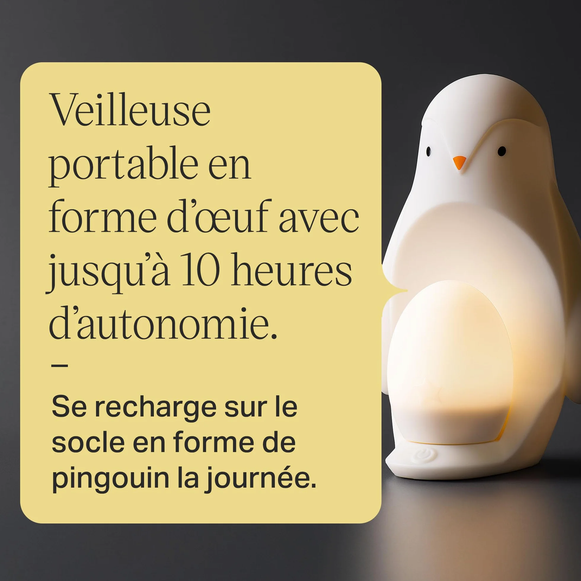 Tommee Tippee Veilleuse Pingouin nomade œuf portatif silicone doux aide sommeil