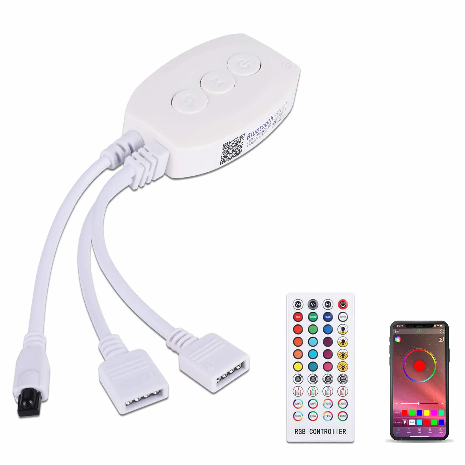 Récepteur Bluetooth ALED LIGHT Télécommande IR 40 Touches Contrôleur Bluetooth Ruban LED RGB Contrôlé par APP Smartphone