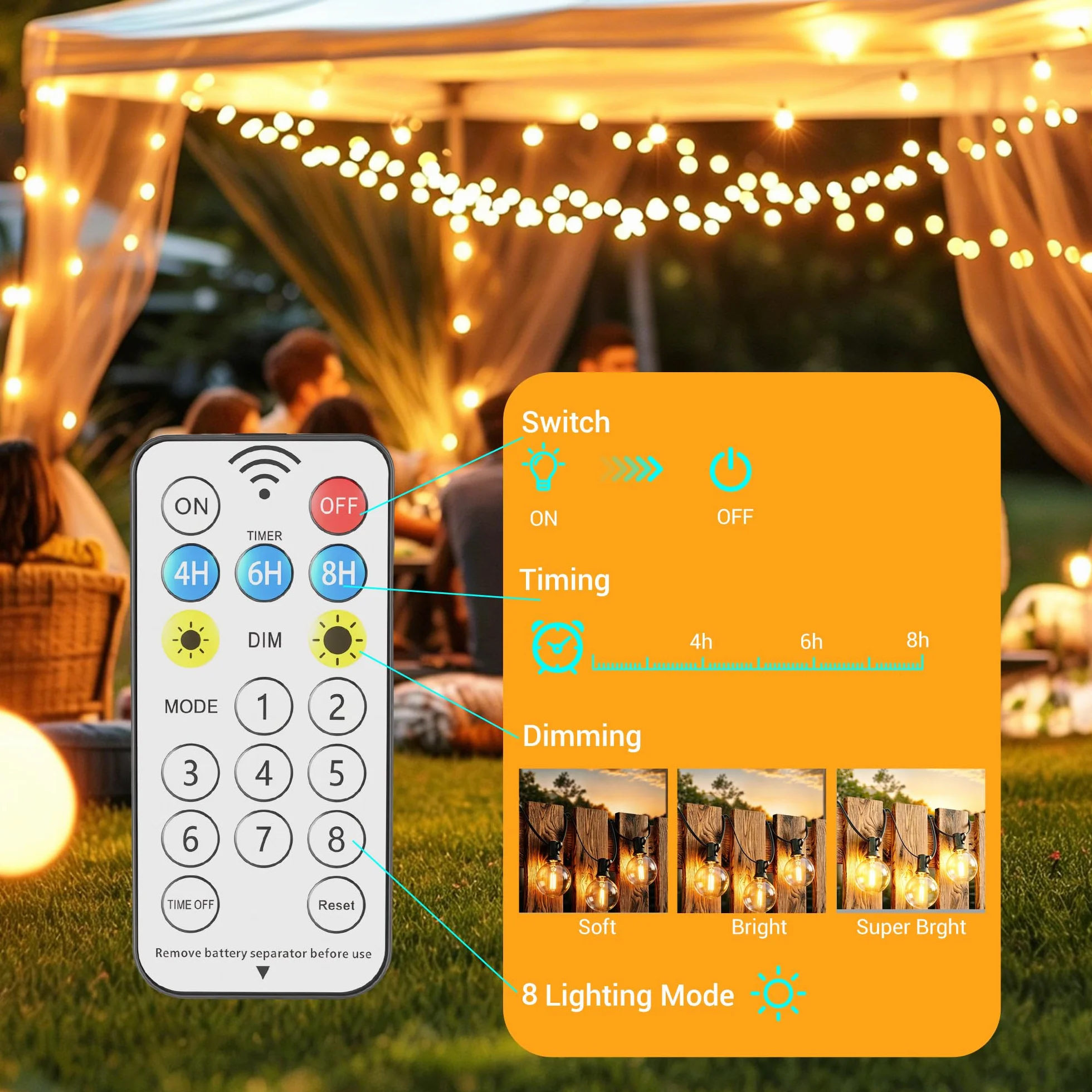 Guirlande Lumineuse LED Solaire Exterieure 10M IP44 avec Télécommande