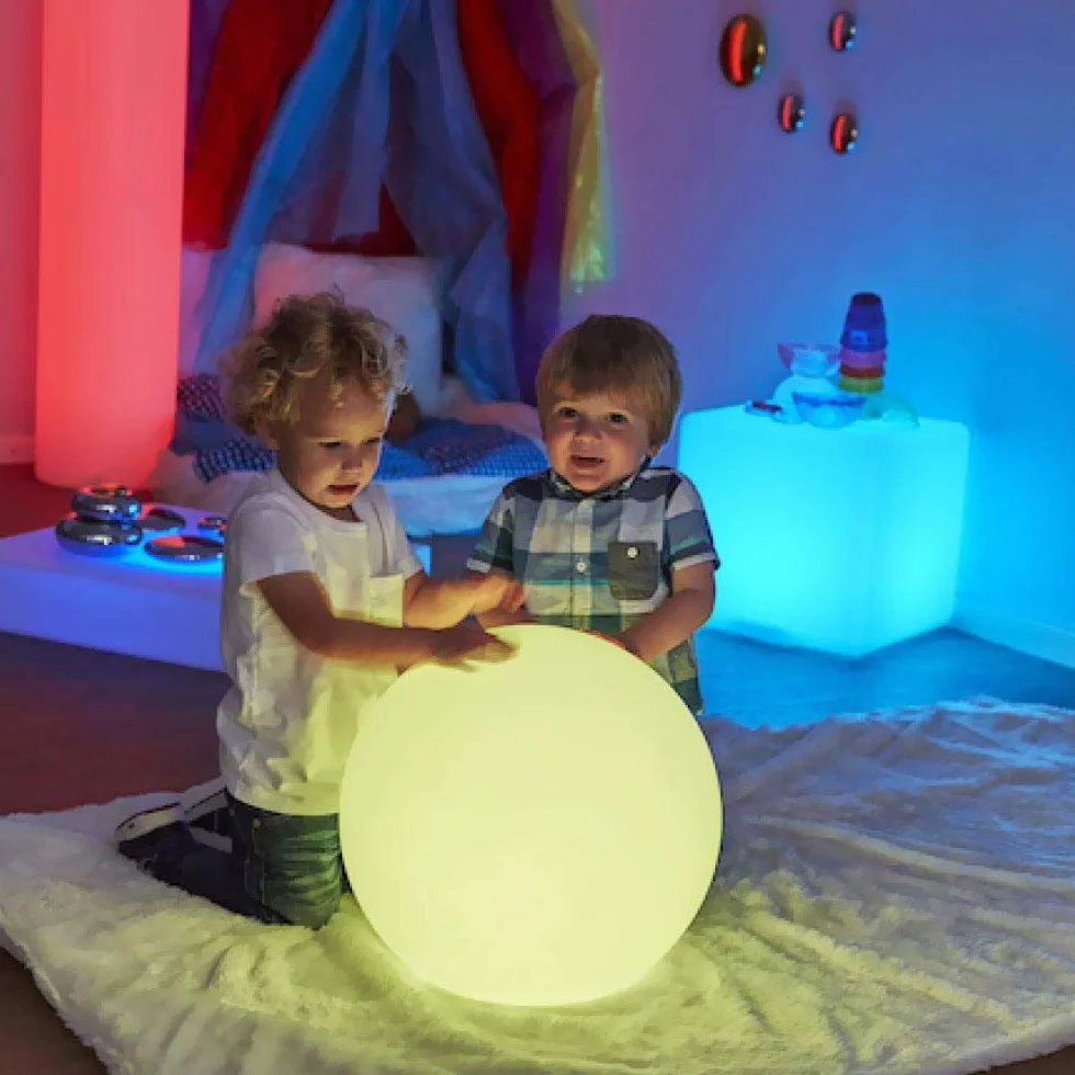 MR.GO 16" Imperméable Jardin Boule Lampe LED Changement de Couleur Rechargeable avec Télécommande 16 Couleurs