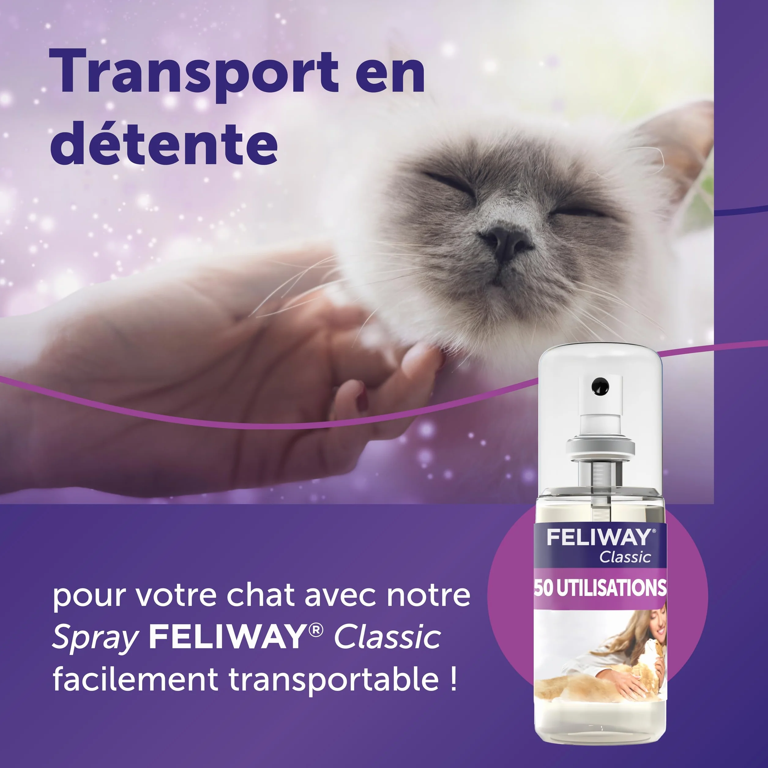 FELIWAY Classic Spray 60 ml - Phéromones Apaisantes pour Chats - Apaise le Stress et le Transport