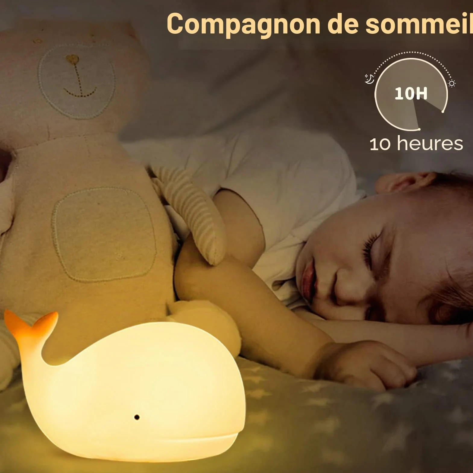 Veilleuse Enfants 7 Couleurs LED Portable Tactile Bébé Lampe USB Silicone Animal