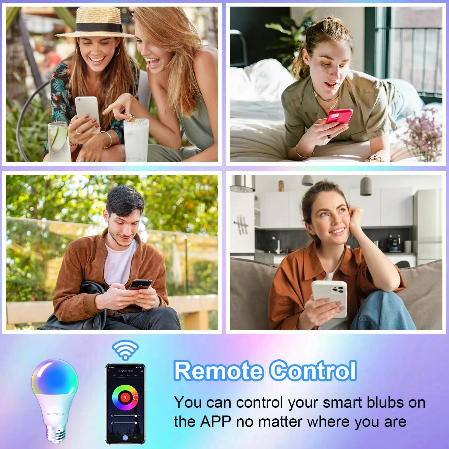 Ampoule Connectée E27 WiFi 7W 806LM Ampoule LED Intelligente RGB+CCT 2700K-6500K Compatible Alexa Google Home 2PCs