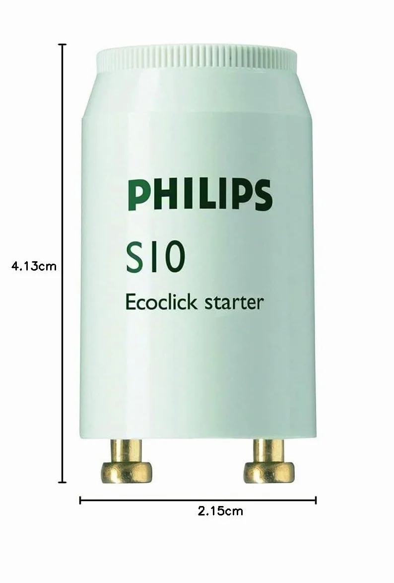 Lot de 10 starters Phillips S10 Ecoclick pour tubes fluorescents 4-65 W
