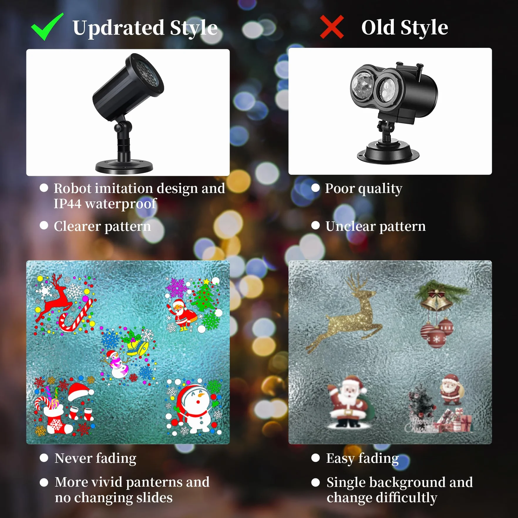 Projecteur de Noël lumineux avec télécommande, câble 5 m, rotation automatique HD pour décoration intérieur et extérieur
