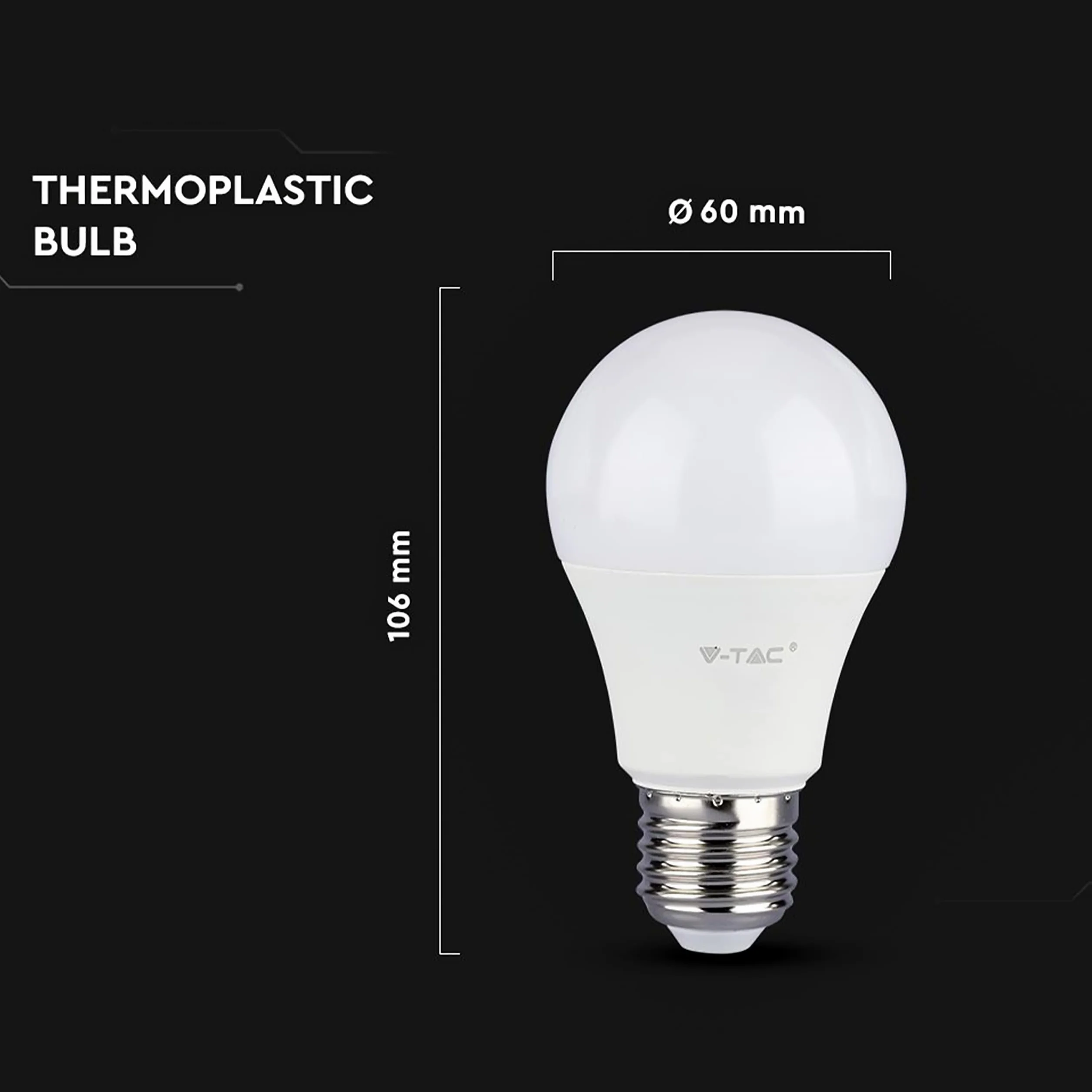 V-TAC Ampoule LED E27 8,5W Equivalent 60W A60 806 Lumen 6500K Blanc Froid