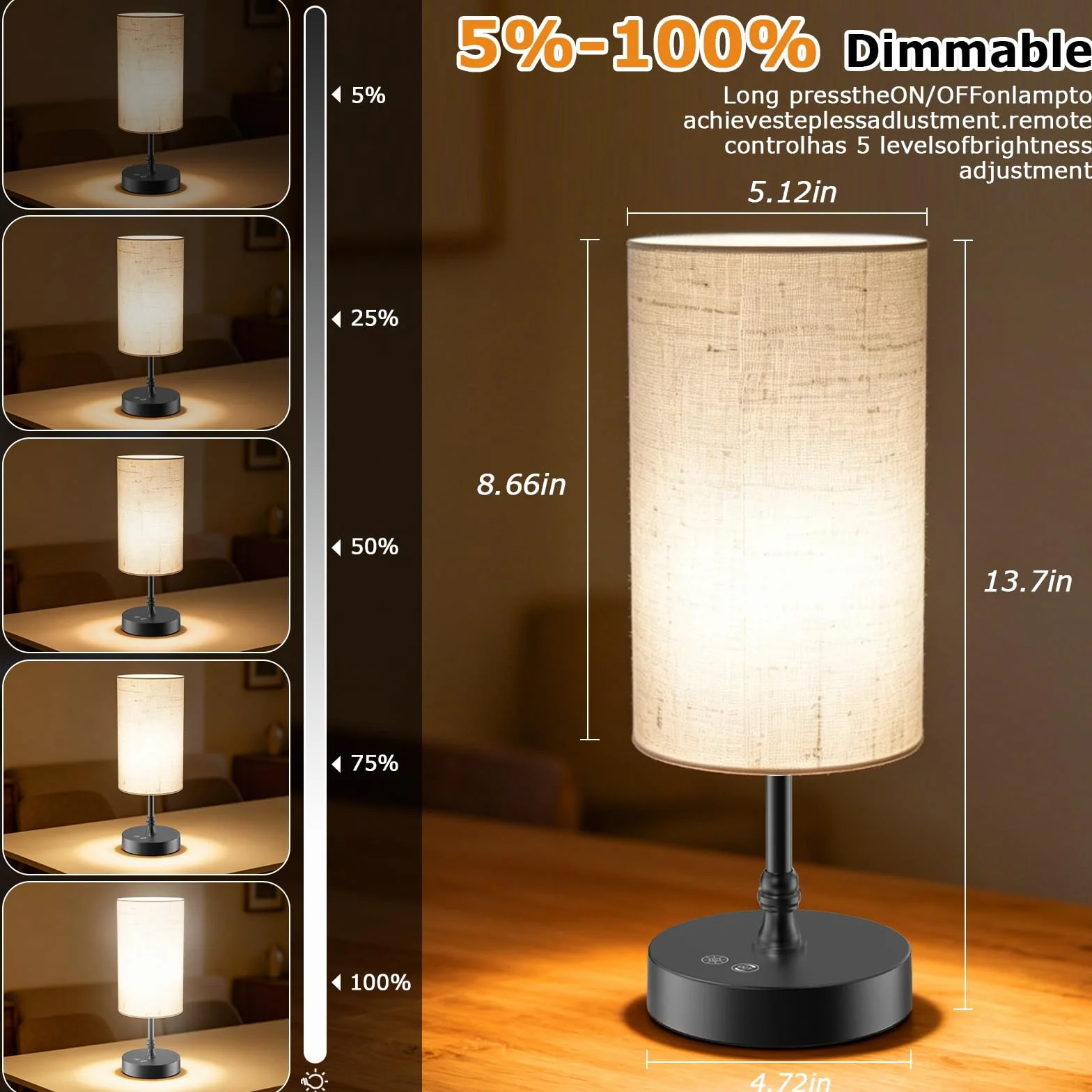 Lampe luminothérapie 12000 Lux avec télécommande, CRI95 plein spectre, intensité variable, minuterie, mémoire, éclairage 360° sans UV - Noir