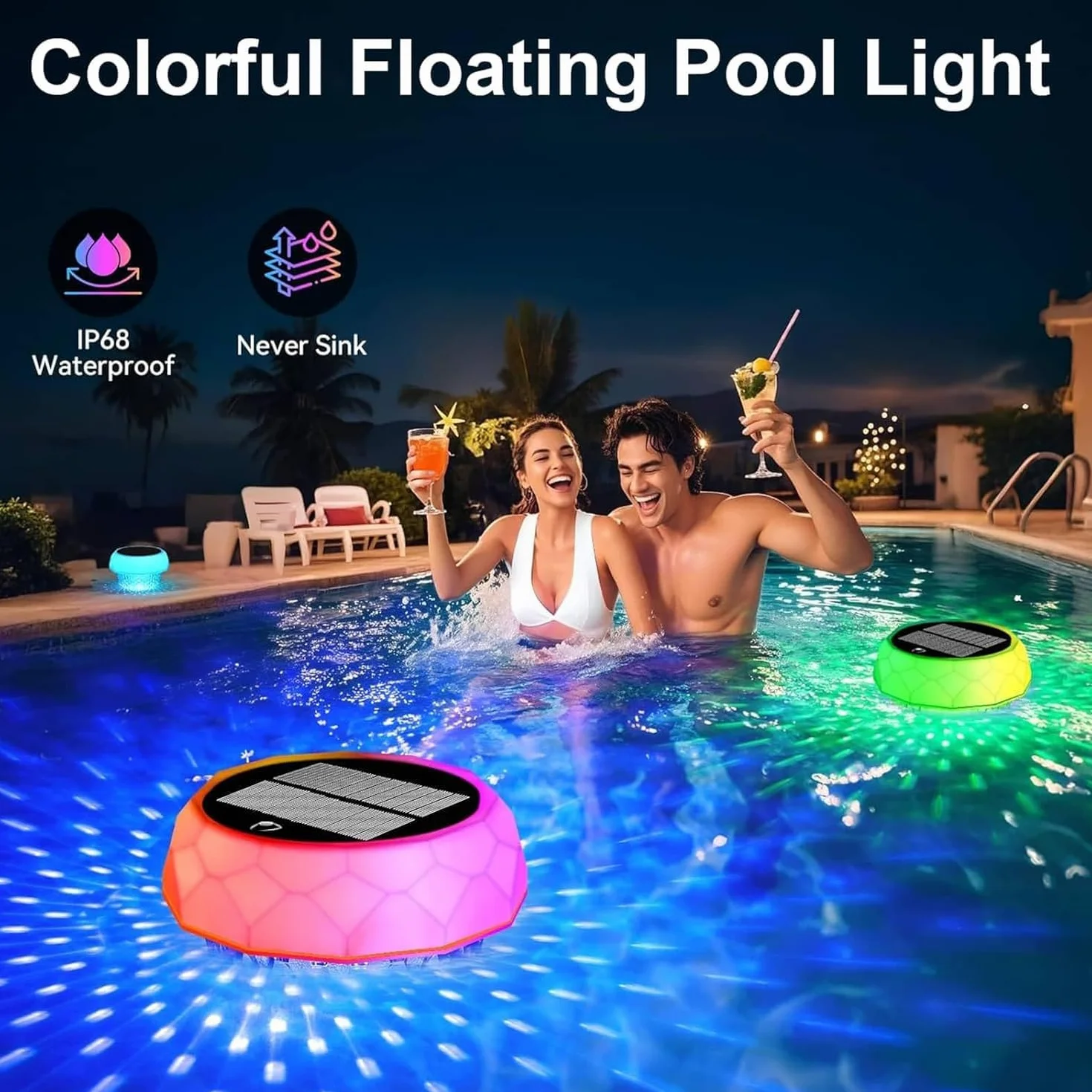 Joycome Lumiere Piscine RGB LED avec Télécommande, Lampe Flottante IP68 Étanche