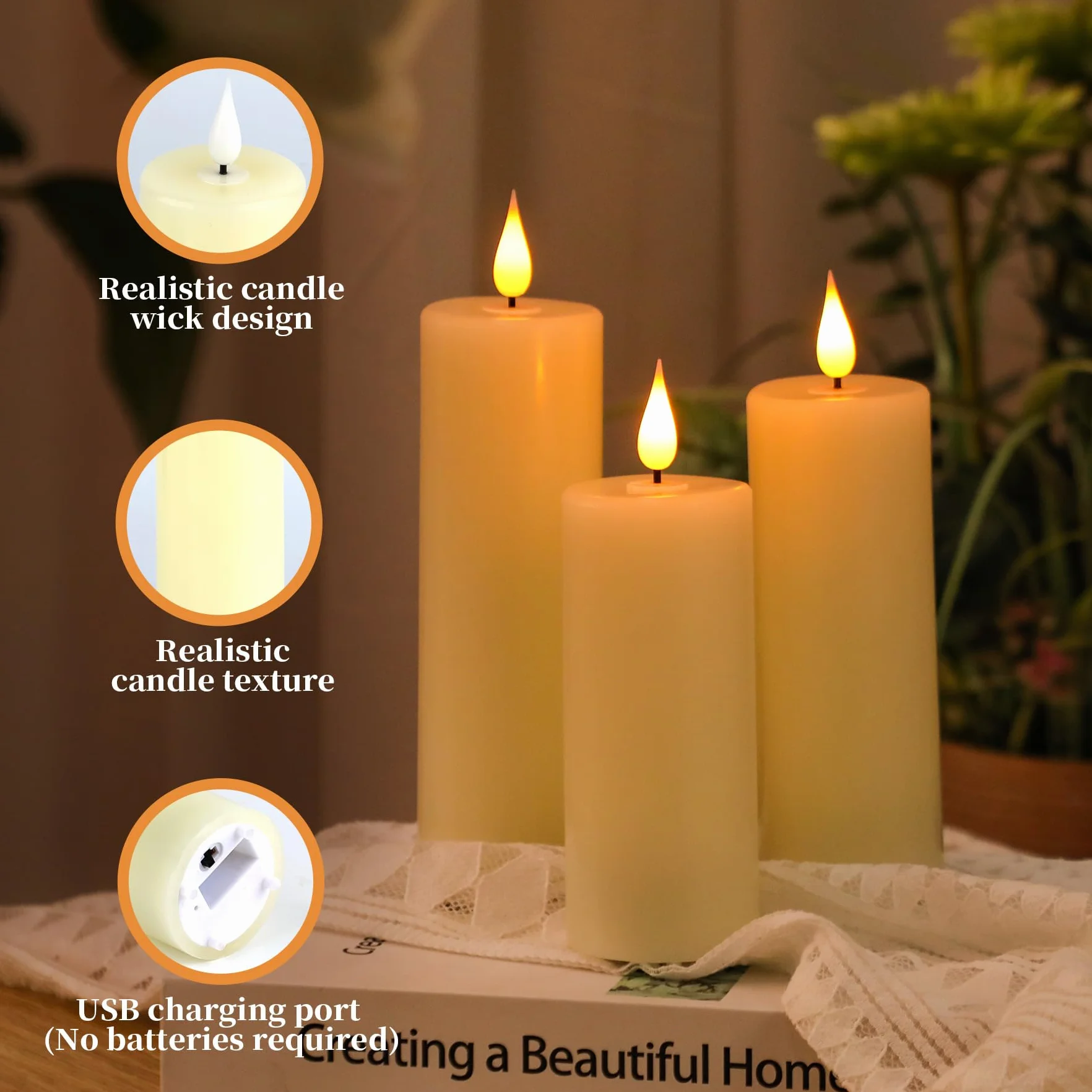 Forever Speed 6 Bougies à LED Rechargeable avec Télécommande 12cm 14cm 16cm Graduable Sans Flamme pour Décoration Maison
