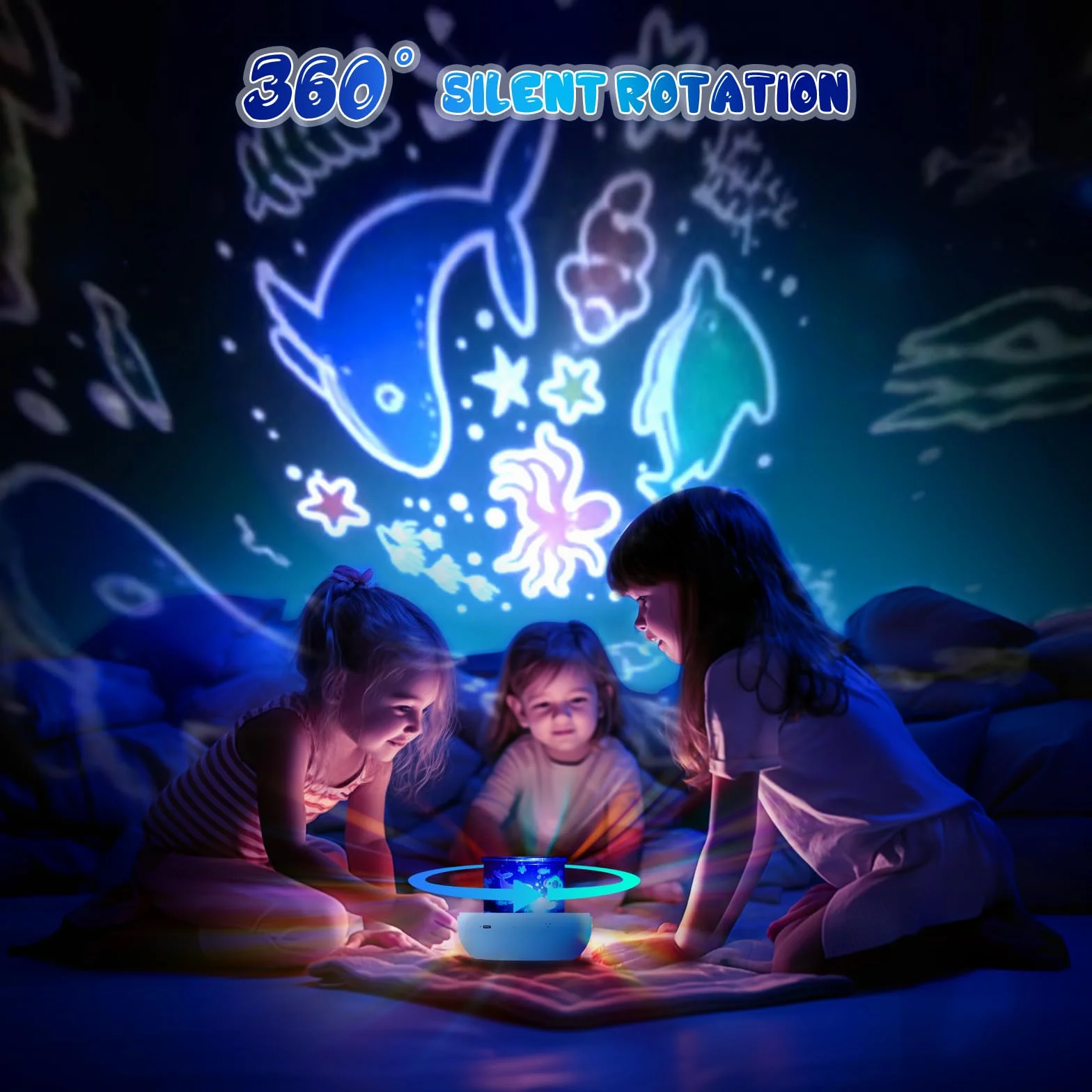 Veilleuse Bébé Projecteur Ciel Étoilé 22 Films 360° Rotation Télécommandé Diboniur
