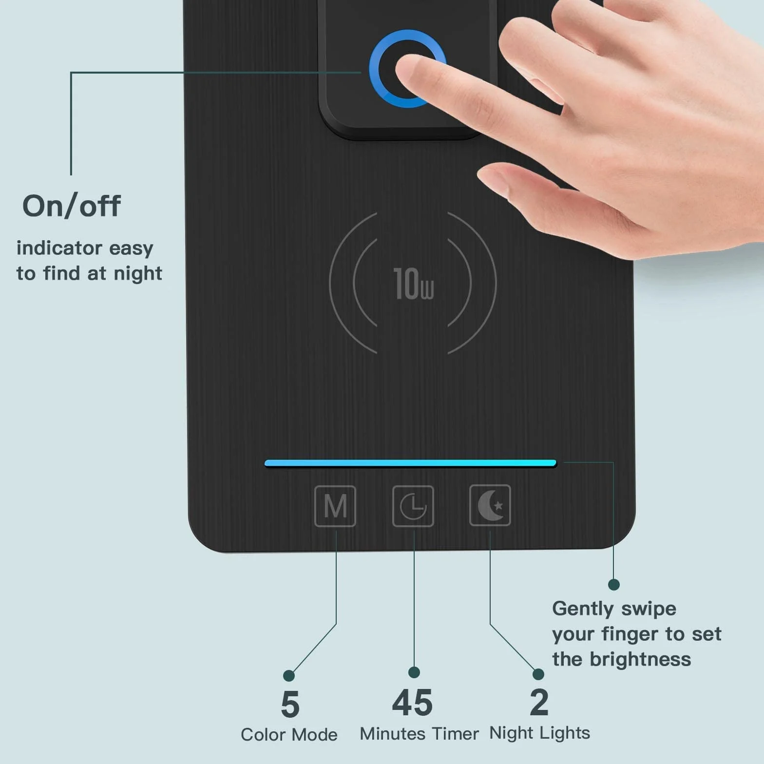 Lampe de Bureau LED Dimmable avec Chargeur Sans Fil 10W, Horloge, Veilleuse, Pliable