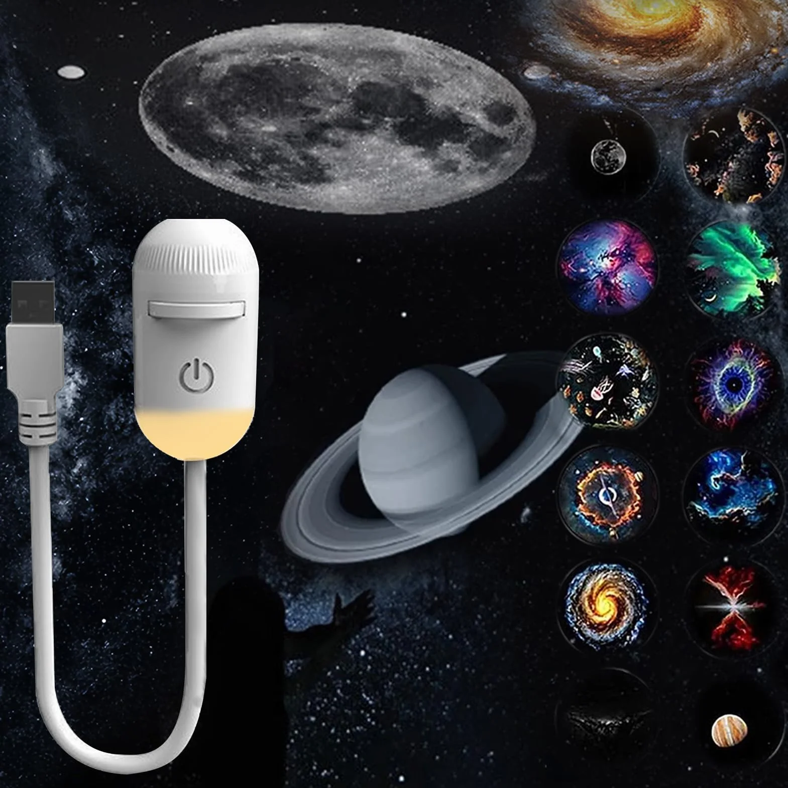 Projecteur Ciel Étoilé 2 en 1, Veilleuse USB Galaxie LED 360° pour Décoration de Plafond