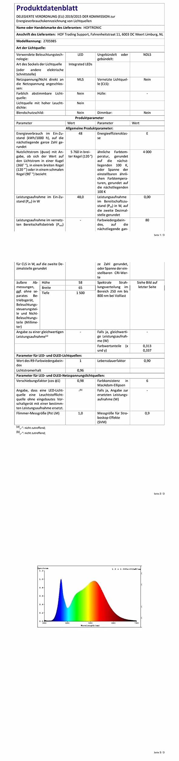 HOFTRONIC Lot de 4 Réglette LED 150 cm IP65 Extérieur Étanche 48W 5760 Lumens 4000K Neutre Blanc Connectable