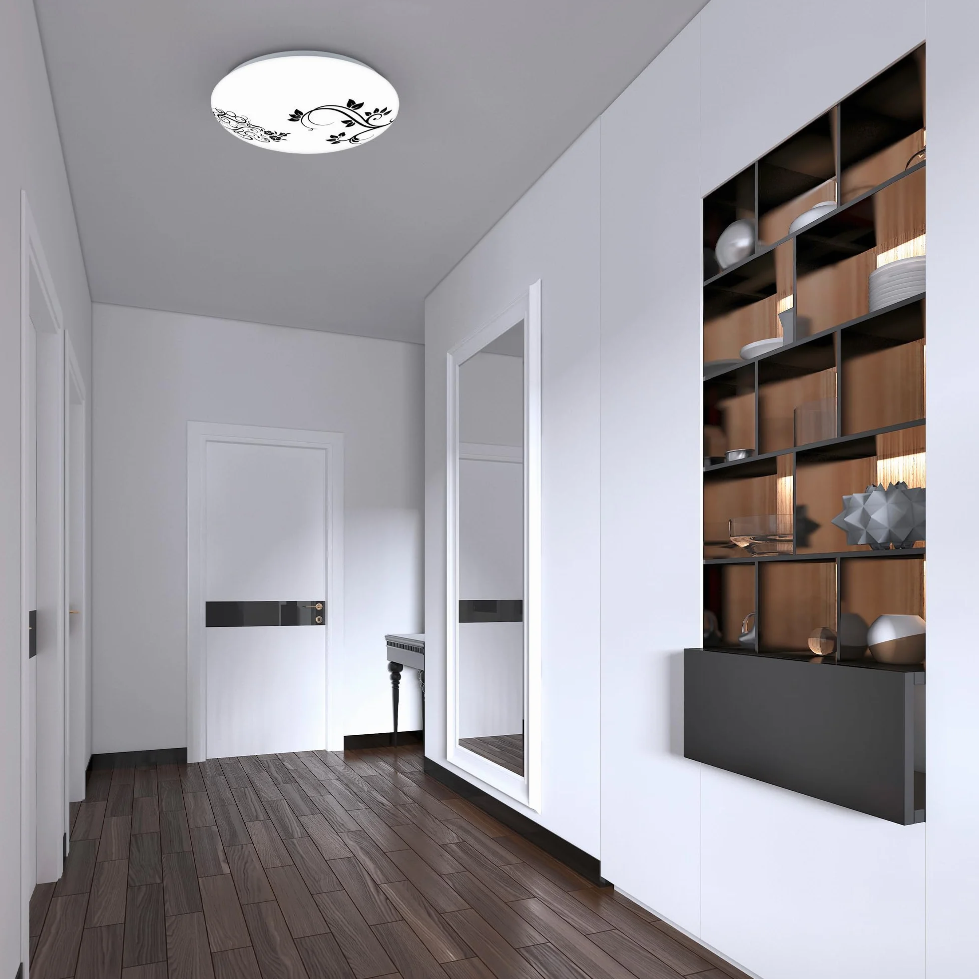 Plafonnier LED BRILONER motif floral 28 cm blanc neutre lampe salon cuisine chambre