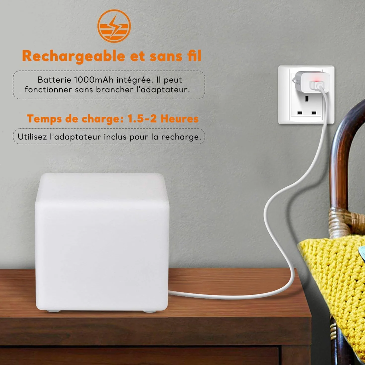 Mr.Go 10" LED Cube Lumineux Lampe d'Ambiance avec Télécommande, 16 Couleurs RGB, Dimmable, Rechargeable, Imperméable Intérieur Extérieur