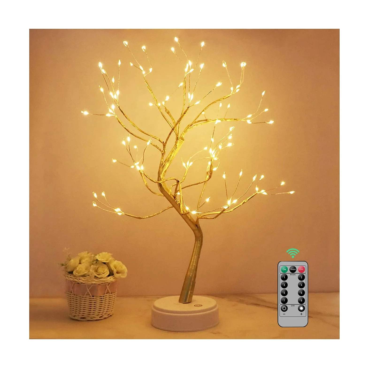 Kinamy Arbre Lumineux LED 8 Modes avec Télécommande USB/Batterie pour Décoration Mariage
