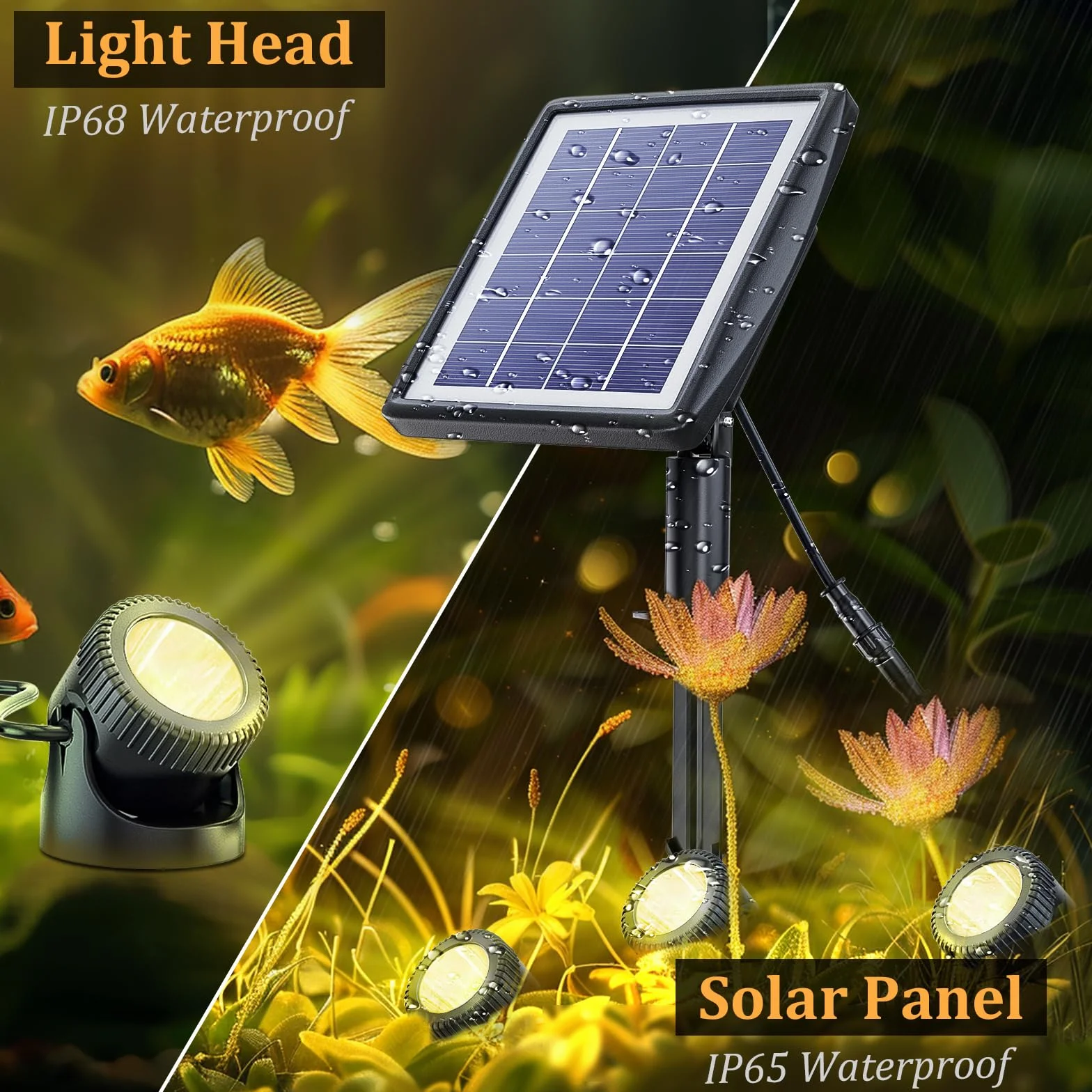 PChero Éclairage Solaire Bassin LED Sous-Marin IP68 3 Lampes Submersibles
