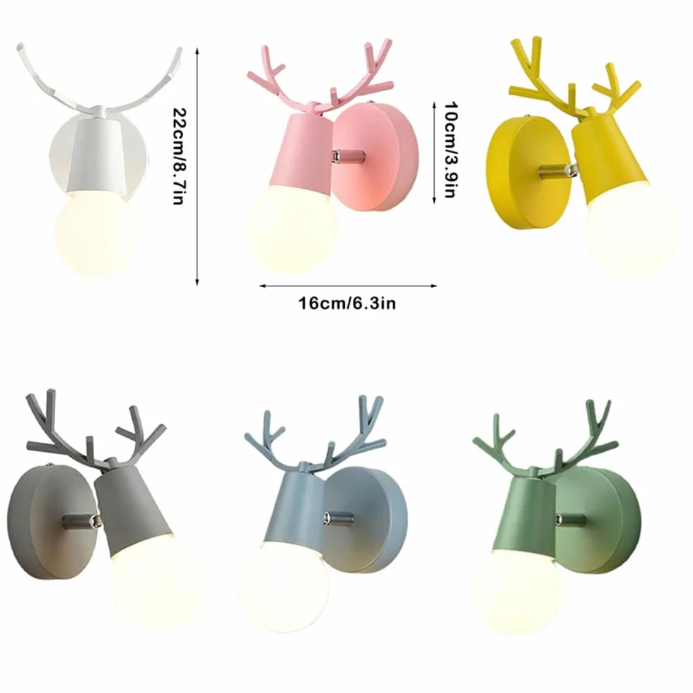 Luminaires Applique Murale LED Vintage en Bois de Cerf pour Chambre