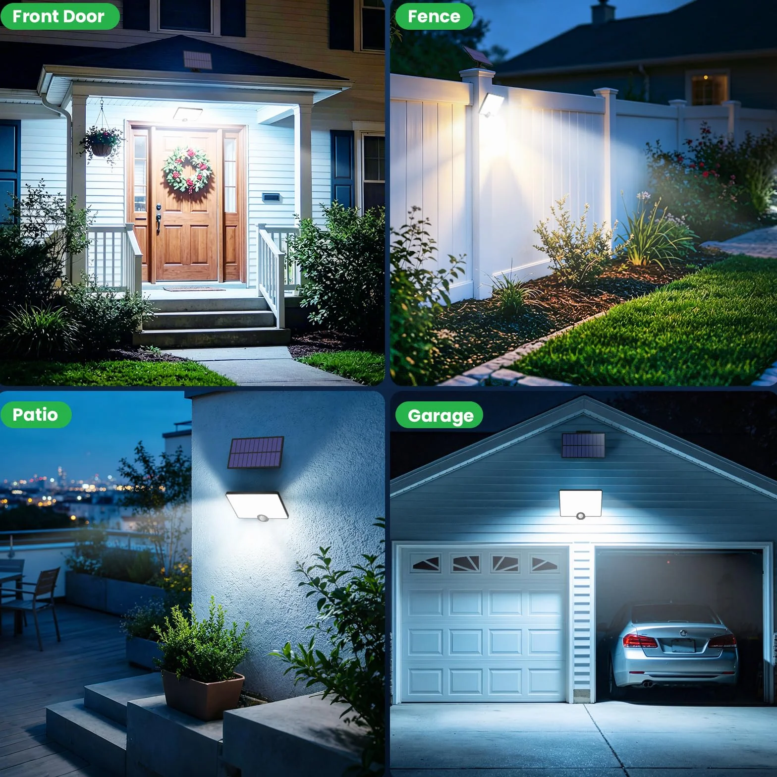 Lampe Solaire Extérieur 204LED 2000lm Détecteur de Mouvement IP65 Étanche avec Câble 16,4ft Jardin