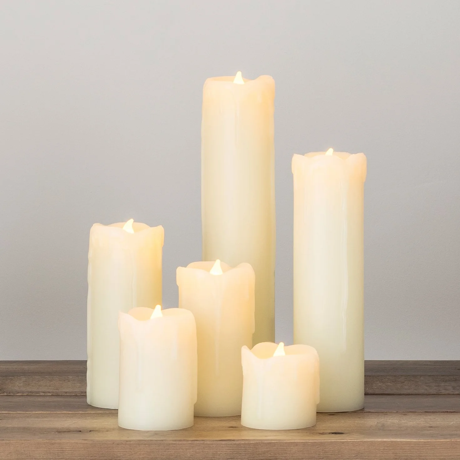 Lights4fun Lot de 6 Bougies LED Blanc Chaud Piles Cire Véritable Ivoire Effet Fondu Décoration Intérieur