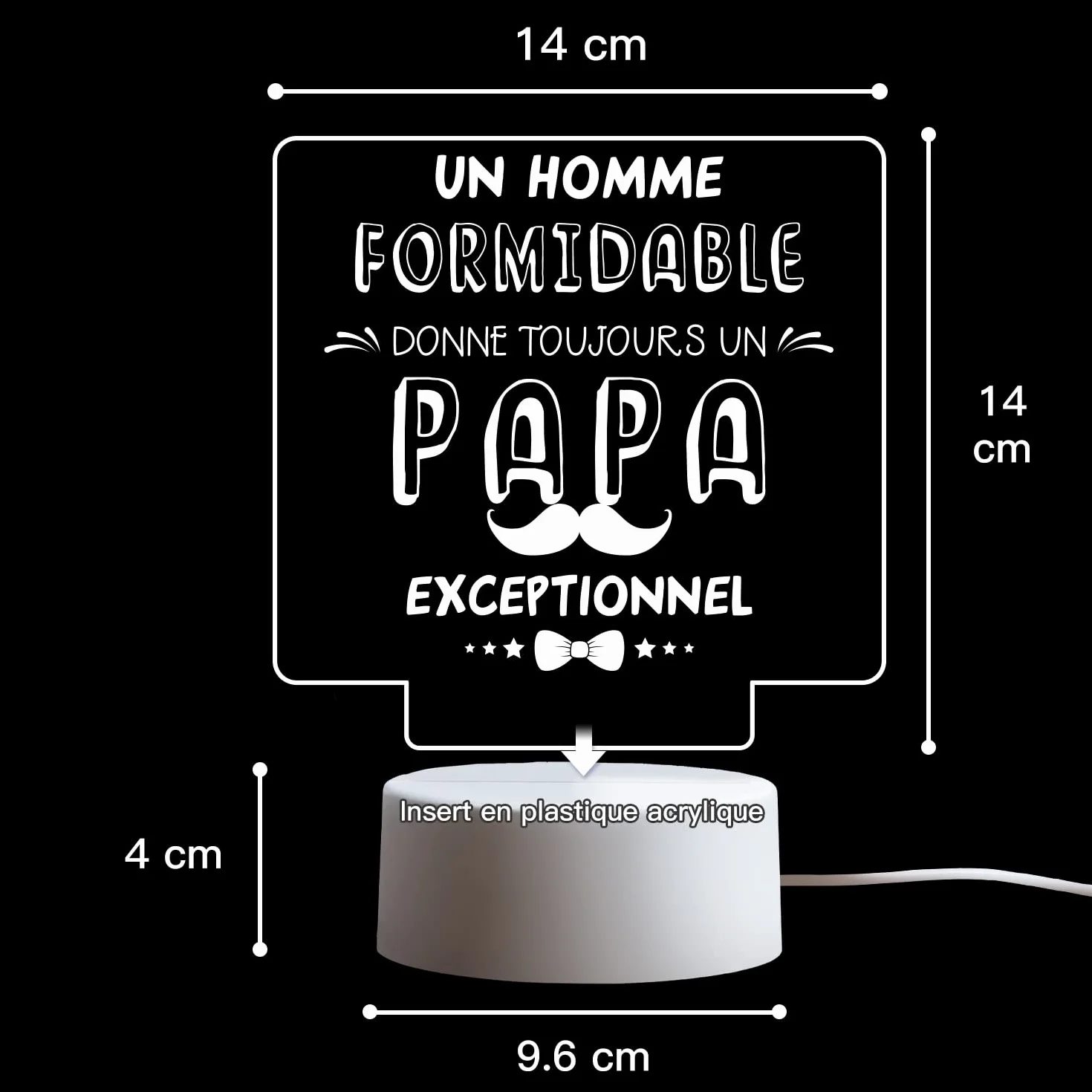 Cadeau Fête des Pères Veilleuse en Acrylique Idée Cadeaux Anniversaire Noël Papa Grand-père