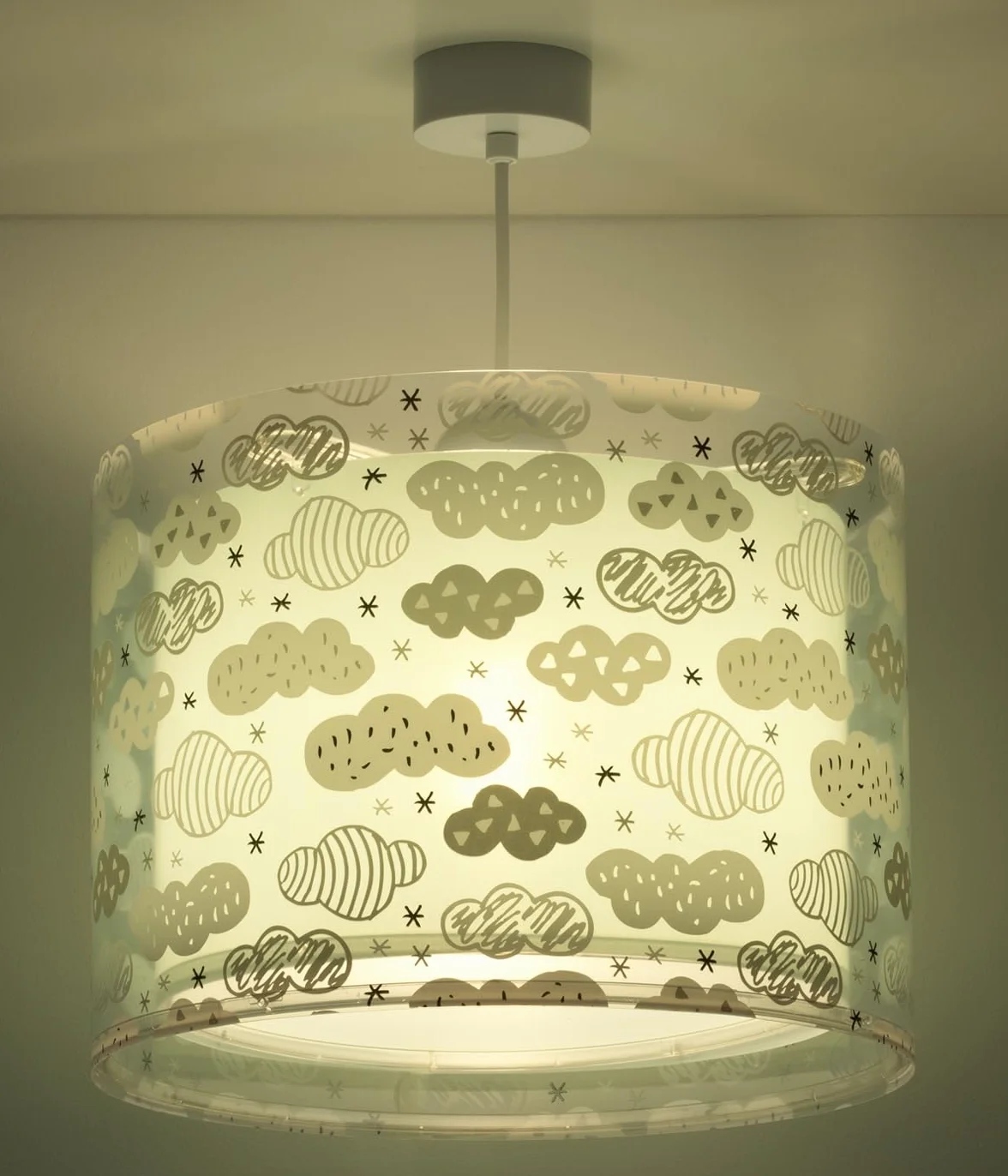 Dalber Lampe Suspension Plafonnier Enfants Nuages Vert E14