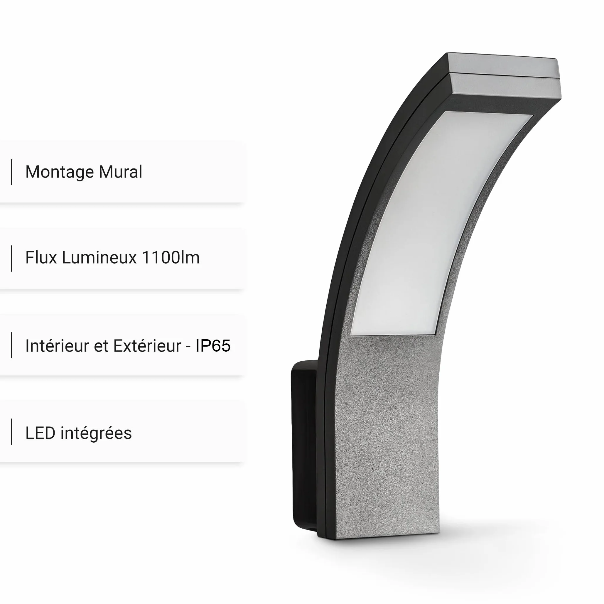 SEBSON LED Luminaire Exterieur Mural Lot de 2 15W 1100lm 5800K IP65 Applique Murale 250x176x65mm
